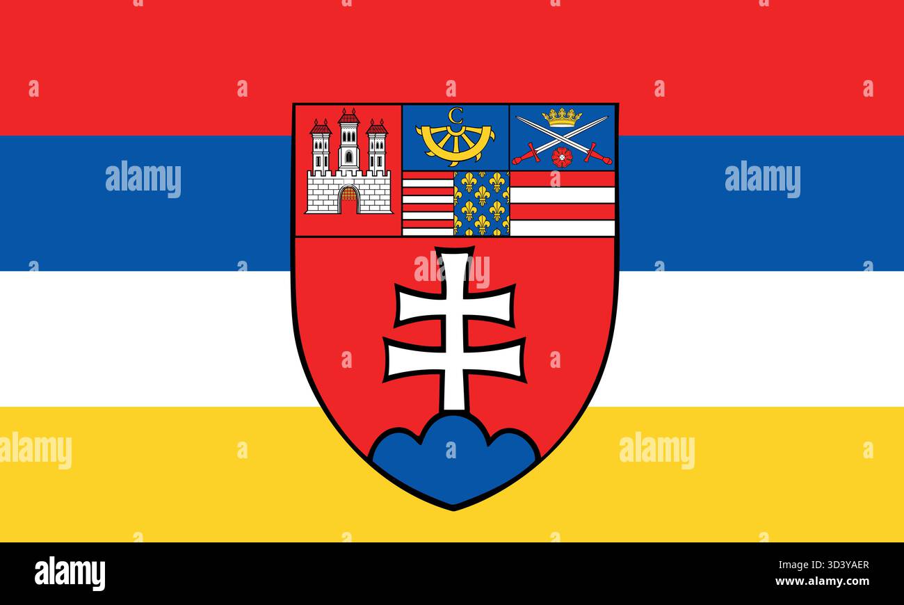 Drapeau historique des Allemands des Carpates – bandes noires, rouges et jaunes, Patrimoine de la minorité allemande, Slovaquie Illustration de Vecteur