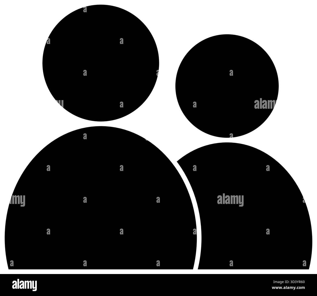 Icône vectorielle de silhouette noire unie simple représentant deux personnes ou une paire d'utilisateurs. Partenariat, amis, communication ou un profil utilisateur Duet Illustration de Vecteur