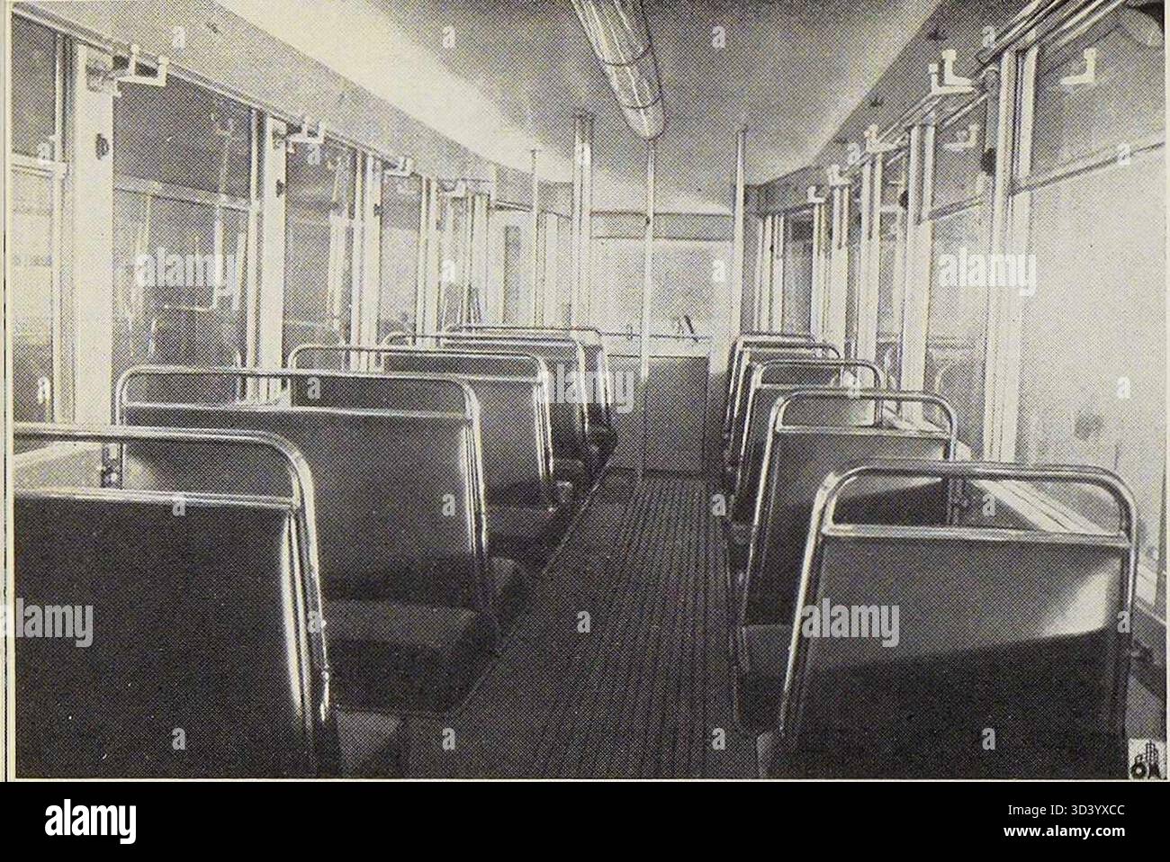 Intérieur d'un wagon SNCV léger avant 1951, comme montré à la Fig. 5. Banque D'Images