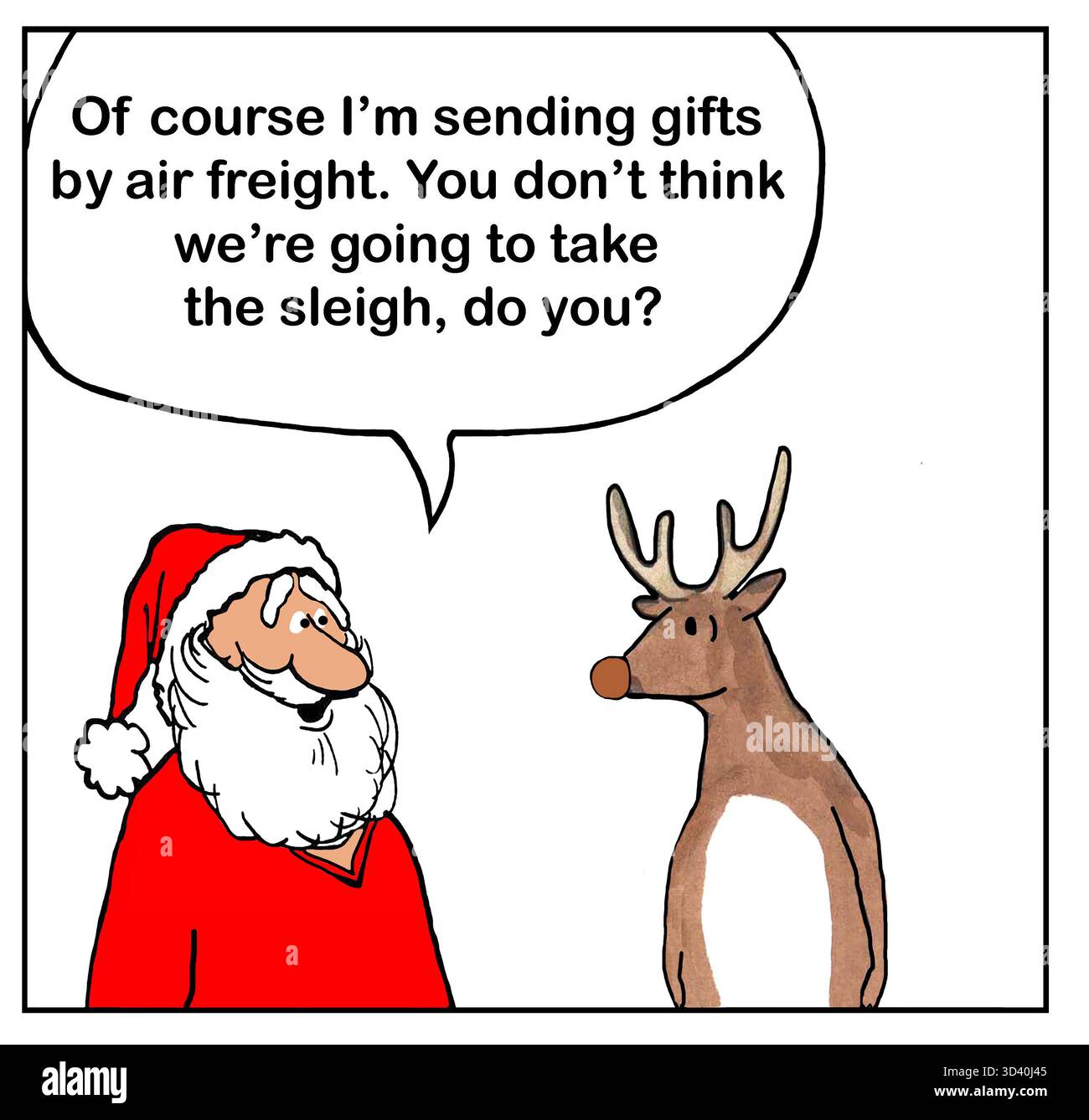 Le Père Noël enverra uniquement des cadeaux par fret aérien. Banque D'Images