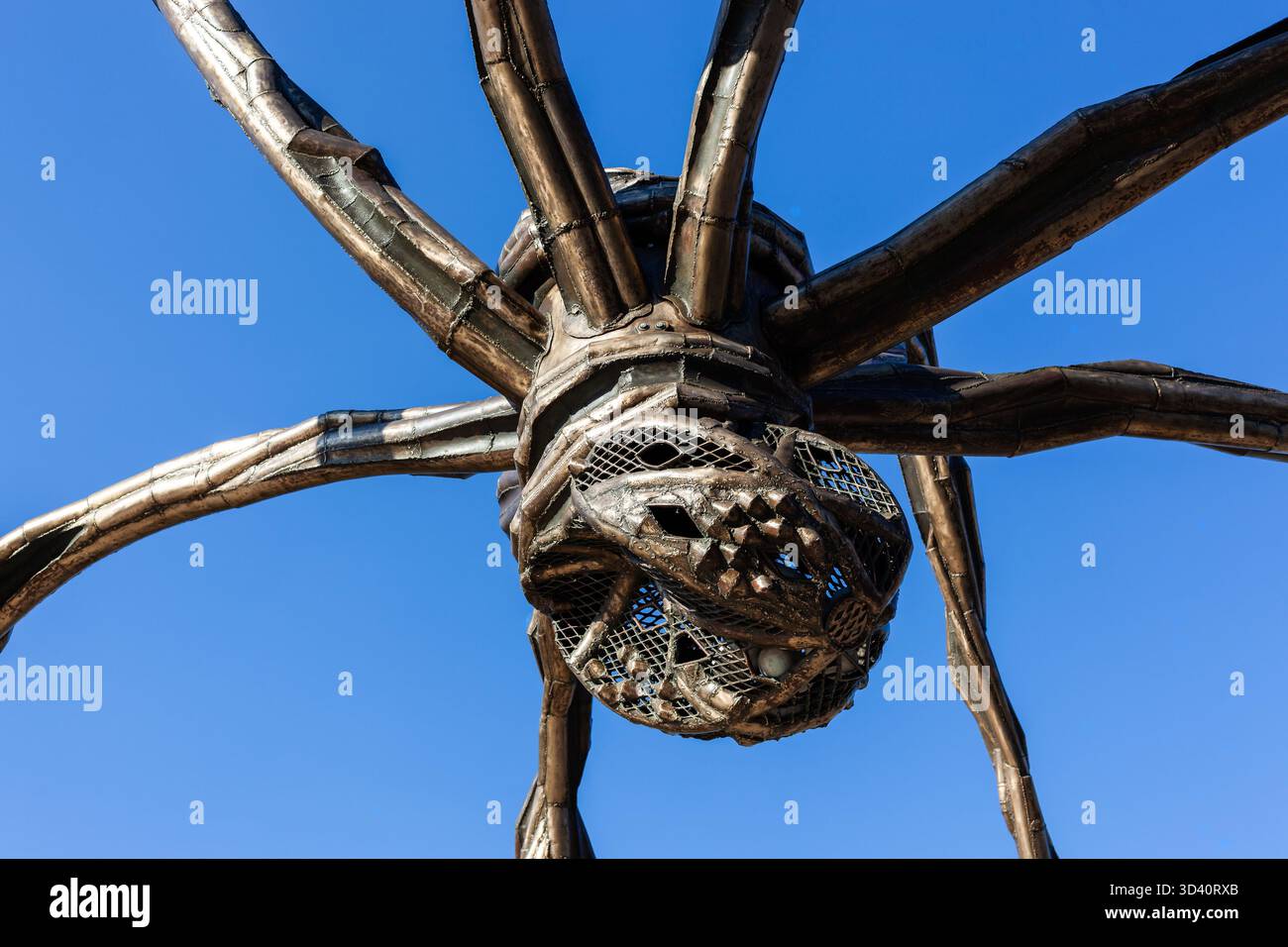 Gros plan de l'emblématique sculpture d'araignée Maman au Musée Guggenheim Bilbao, Espagne. Banque D'Images