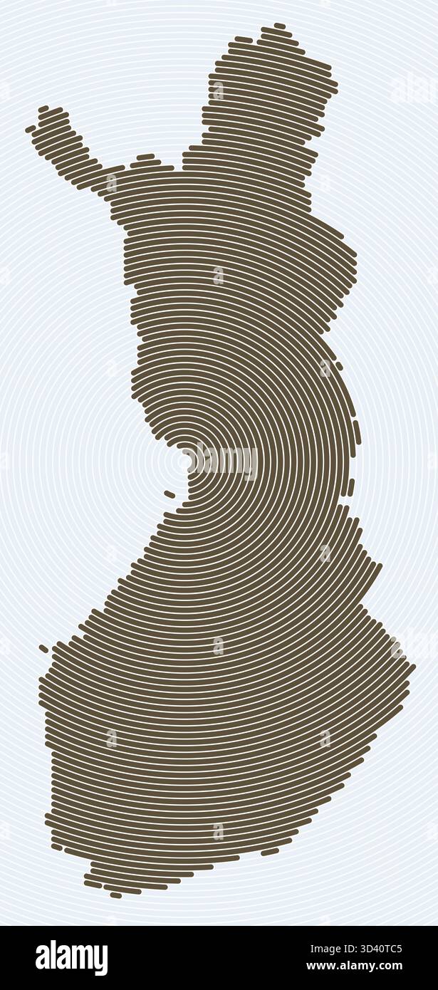 Anneaux en forme de Finlande. Carte du pays formée par des cercles empilés. Design de forme de limite Finlande. Illustration vectorielle étonnante. Illustration de Vecteur