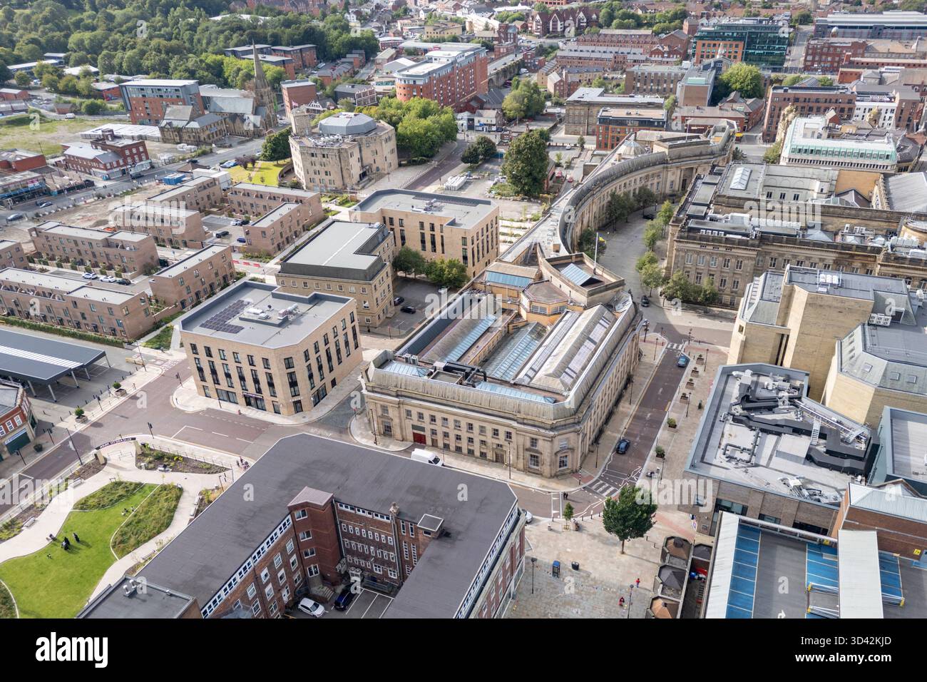 Vue aérienne du centre-ville de Bolton, Lancashire, Royaume-Uni. Banque D'Images