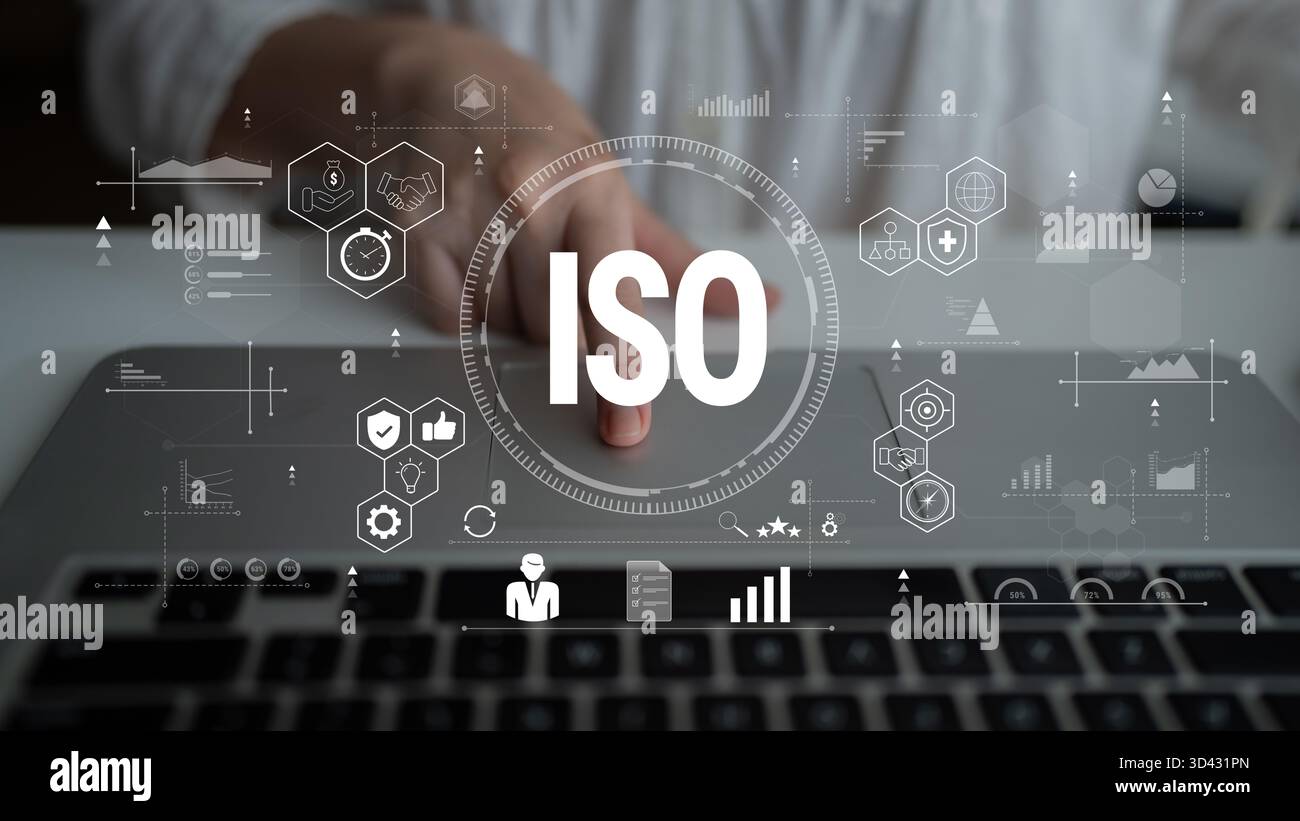 Le concept de certification ISO pour les normes internationales de gestion de la qualité. L'invention concerne un système permettant d'assurer la qualité, l'efficacité et le processus métier Banque D'Images