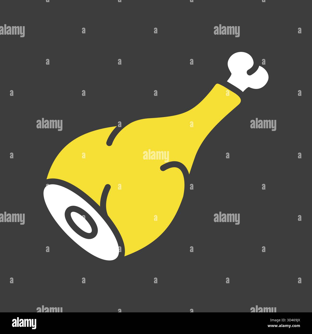 Icône de glyphe noir solide d'une cuisse d'agneau crue avec os exposé, idéal pour les menus de restaurant, les boucheries ou les applications de livraison de nourriture. Illustration de Vecteur