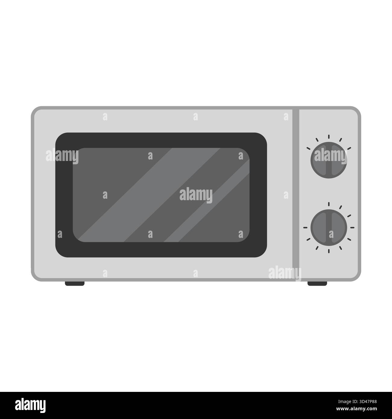 Illustration vectorielle moderne du four à micro-ondes. Parfait pour les icônes d'appareils de cuisine, les illustrations de ménage, les concepts de préparation des aliments ou les manuels d'utilisation. Illustration de Vecteur