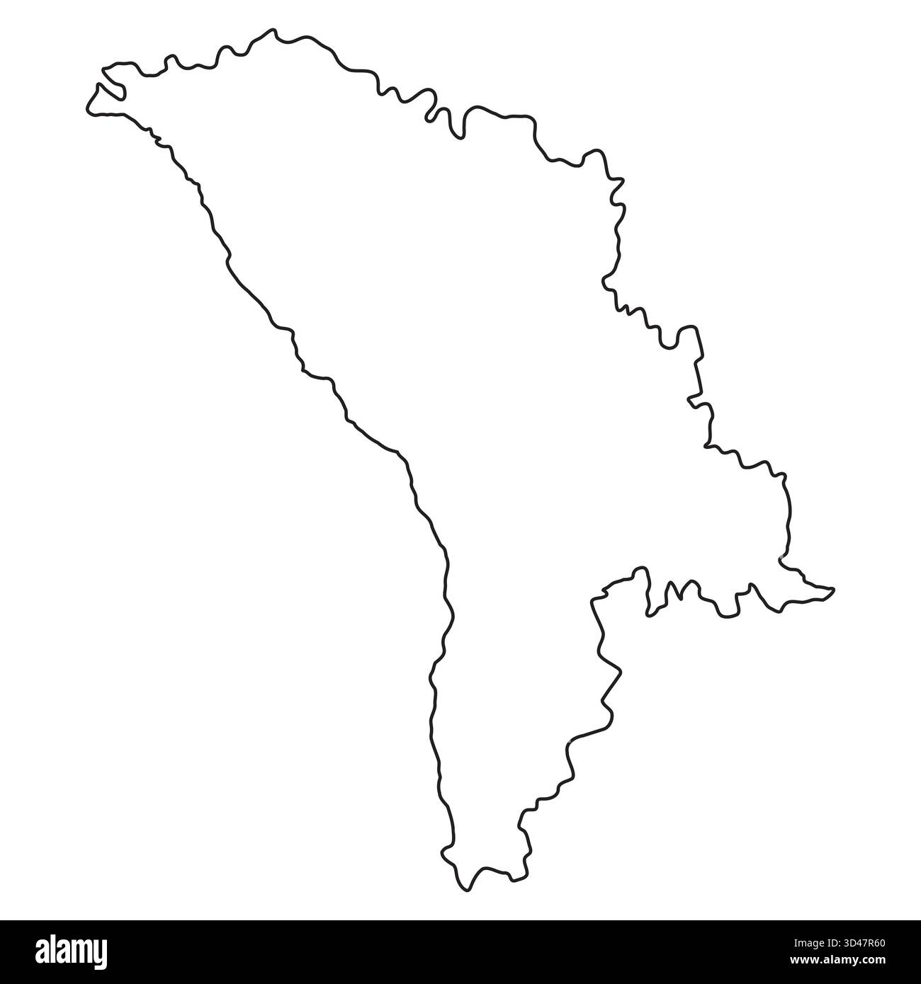 Moldavie pays contour carte noire bordure noire vecteur de forme géographique minimale Illustration de Vecteur