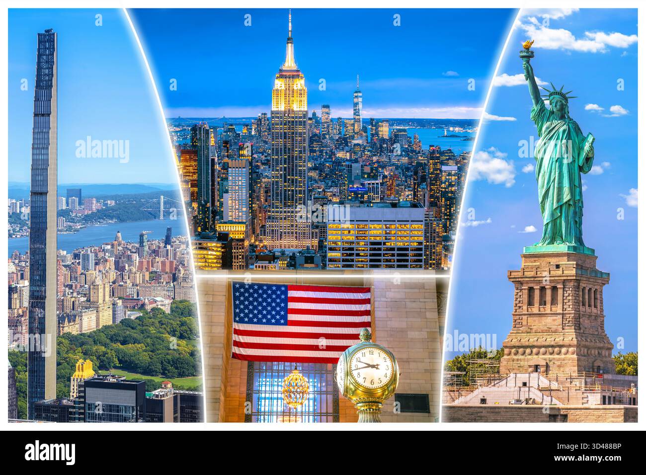 New York City monuments pittoresques carte postale sans étiquette. États-Unis d'Amérique Banque D'Images