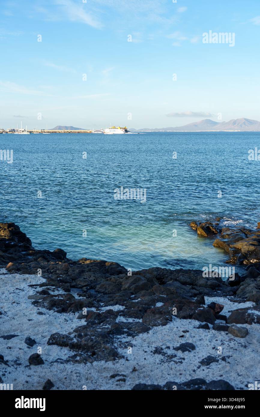 Vista lobos plage à Corralejo, Fuerteventura Banque D'Images