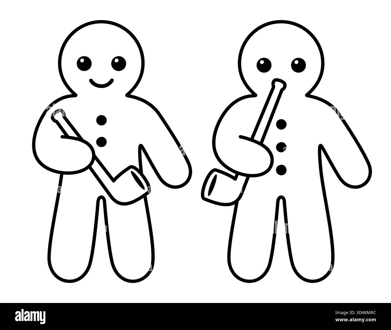 Stutenkerl ou Weckmann, pâtisserie douce avec pipe. St Nicolas ou St Martins en Allemagne. Dessin de bande dessinée, illustration vectorielle isolée d'art au trait. Illustration de Vecteur