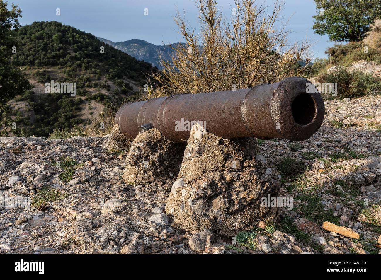 Sanctuaire de la Vierge du Seigneur , canon commémorant les guerres carlistes, Sant Llorenç de Morunys, région catalane de Solsonés, province de Lérida, Catalogne, Espagne Banque D'Images