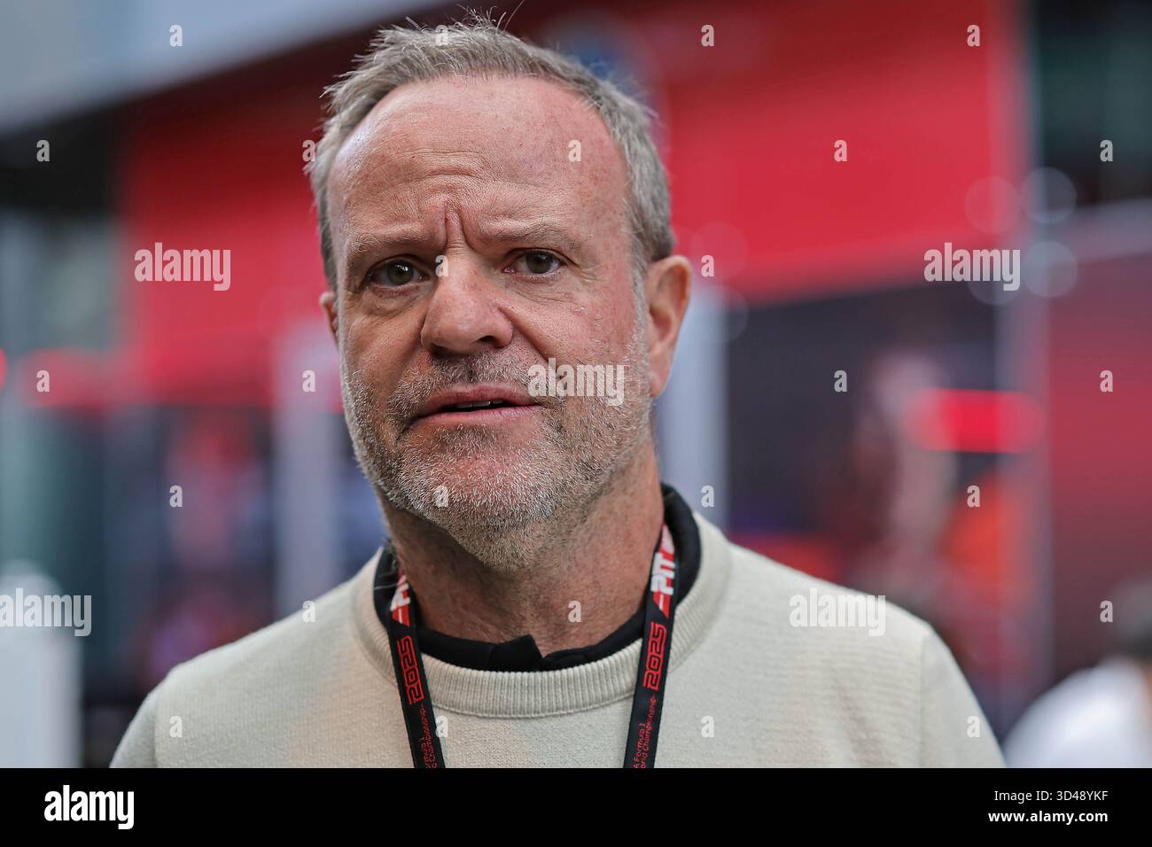 Sao Paulo, Brésil. 9 novembre 2025. L'ancien pilote de F1 Rubens Barrichello (BRA) arrive au Grand Prix F1 du paddock du Brésil à l'Autodromo Jose Carlos Pace le 09 novembre 2025 à Sao Paulo, Brésil. Photo : Heuler Andrey/DiaEsportivo crédit : DiaEsportivo/Alamy Live News Banque D'Images