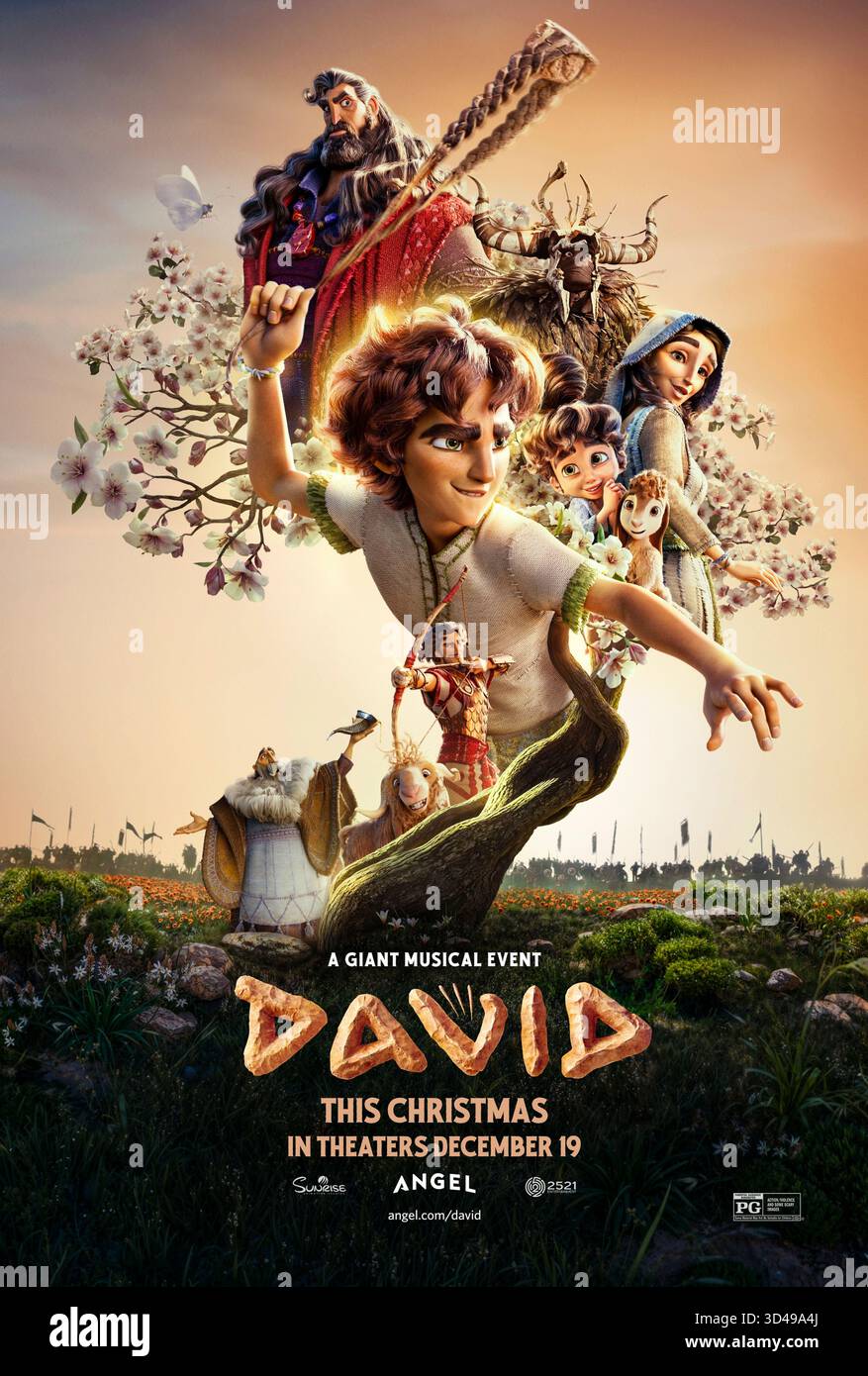 David (2025) réalisé par Phil Cunningham et Brent Dawes avec Brandon Engman, Phil Wickham et Mick Wingert. Le voyage d'un humble berger pour devenir roi teste sa foi et son courage dans la bataille légendaire contre Goliath. Affiche AMÉRICAINE À une feuille POUR USAGE ÉDITORIAL UNIQUEMENT. Crédit : BFA / Angel Banque D'Images