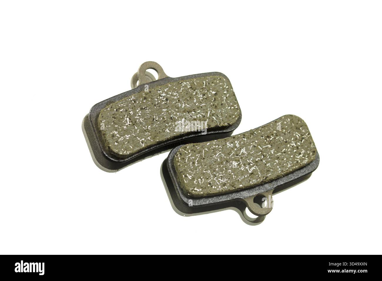 Exempté sur blanc. Plaquettes de frein en résine adaptées aux bicyclettes avec freins à disque. Studioshot à Horn-Bad Meinberg Rhénanie du Nord-Westphalie Allemagne Banque D'Images