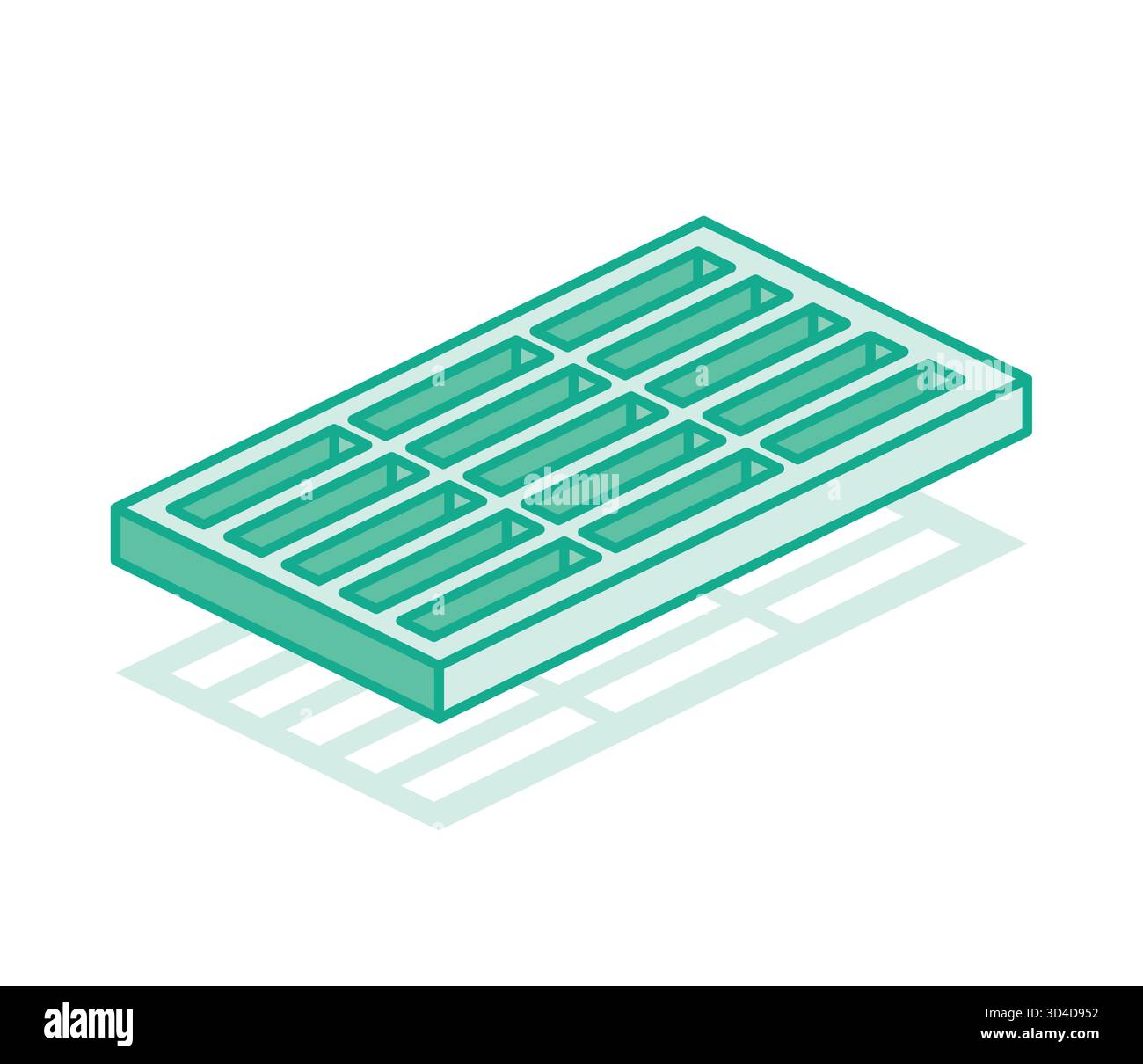 Grille métallique de drain d'orage à contour isométrique avec ombre. Élément d'infrastructure urbaine. Illustration vectorielle. Illustration de Vecteur