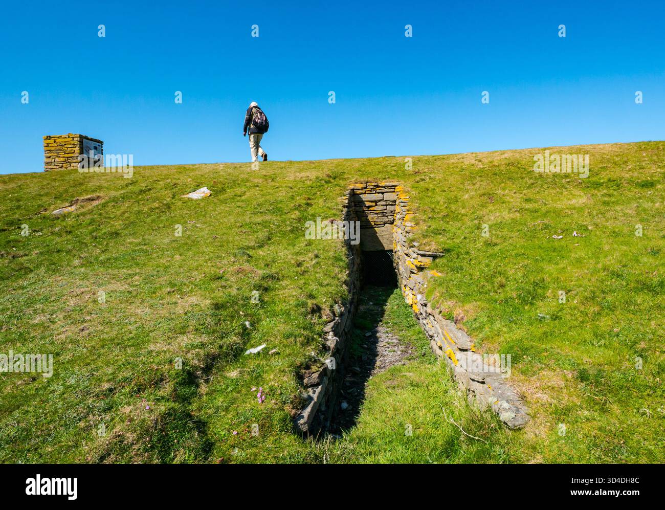 Chambre funéraire néolithique ou cairn chambré, Holm of Papa Island, Papa Westray, Orcades Islands, Écosse, Royaume-Uni Banque D'Images