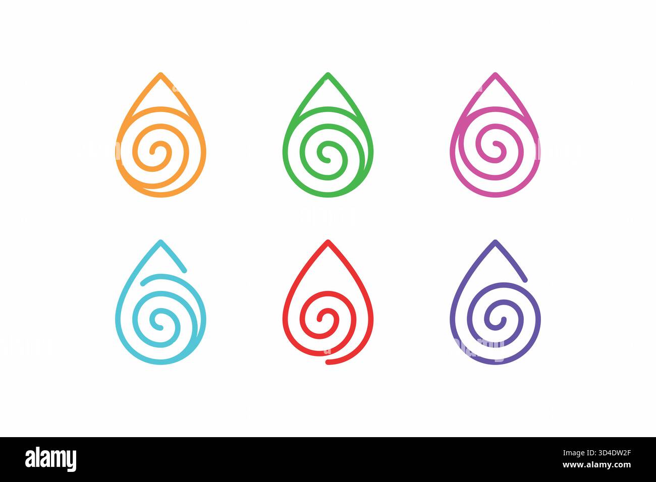 Inner Power Abstract concept logo avec spirale et symbole de goutte d'eau icône linéaire Illustration de Vecteur