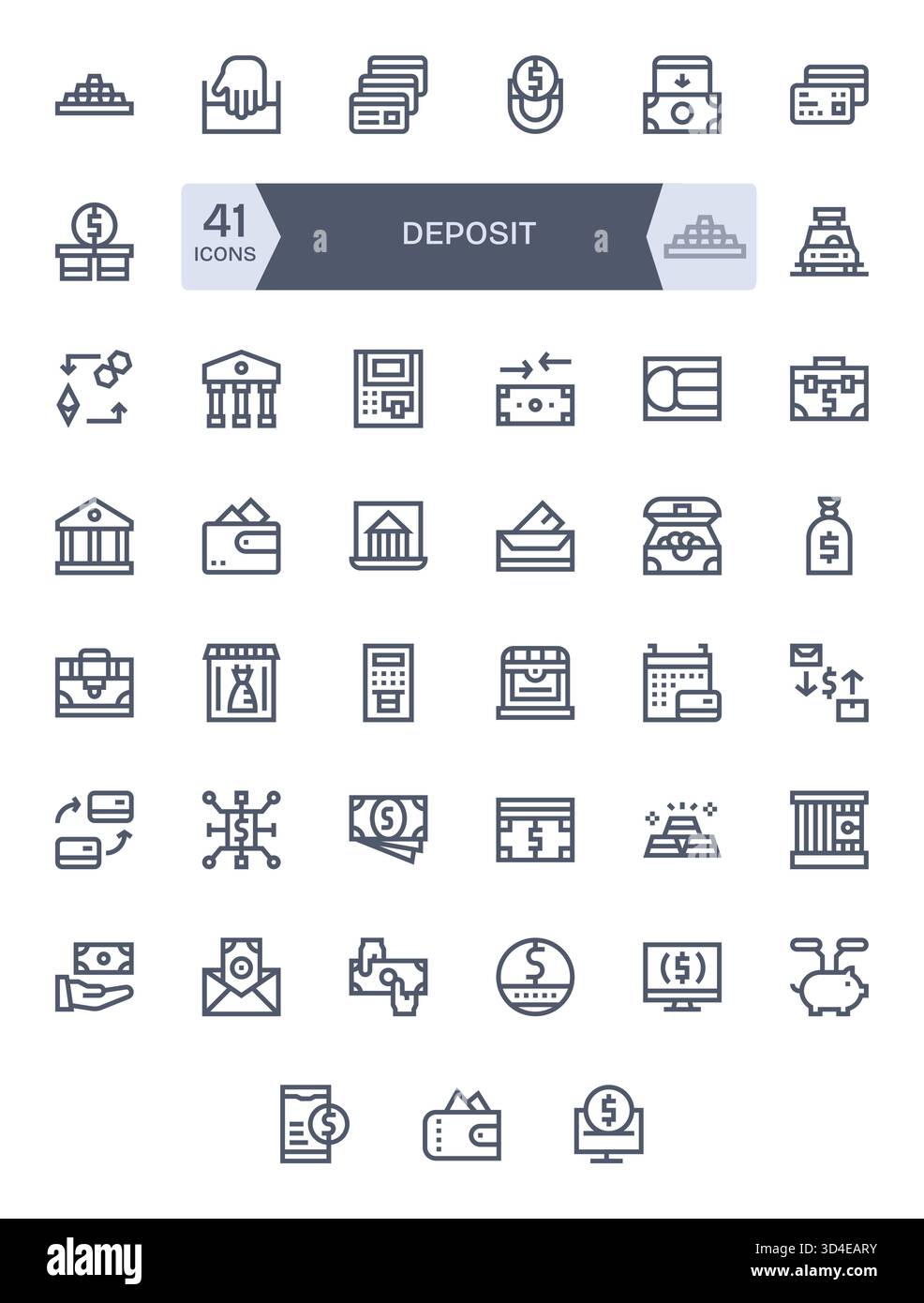 Soutenez votre système de conception avec 41 icônes Bold Line basées sur le dépôt, réutilisable et rangé. Illustration de Vecteur