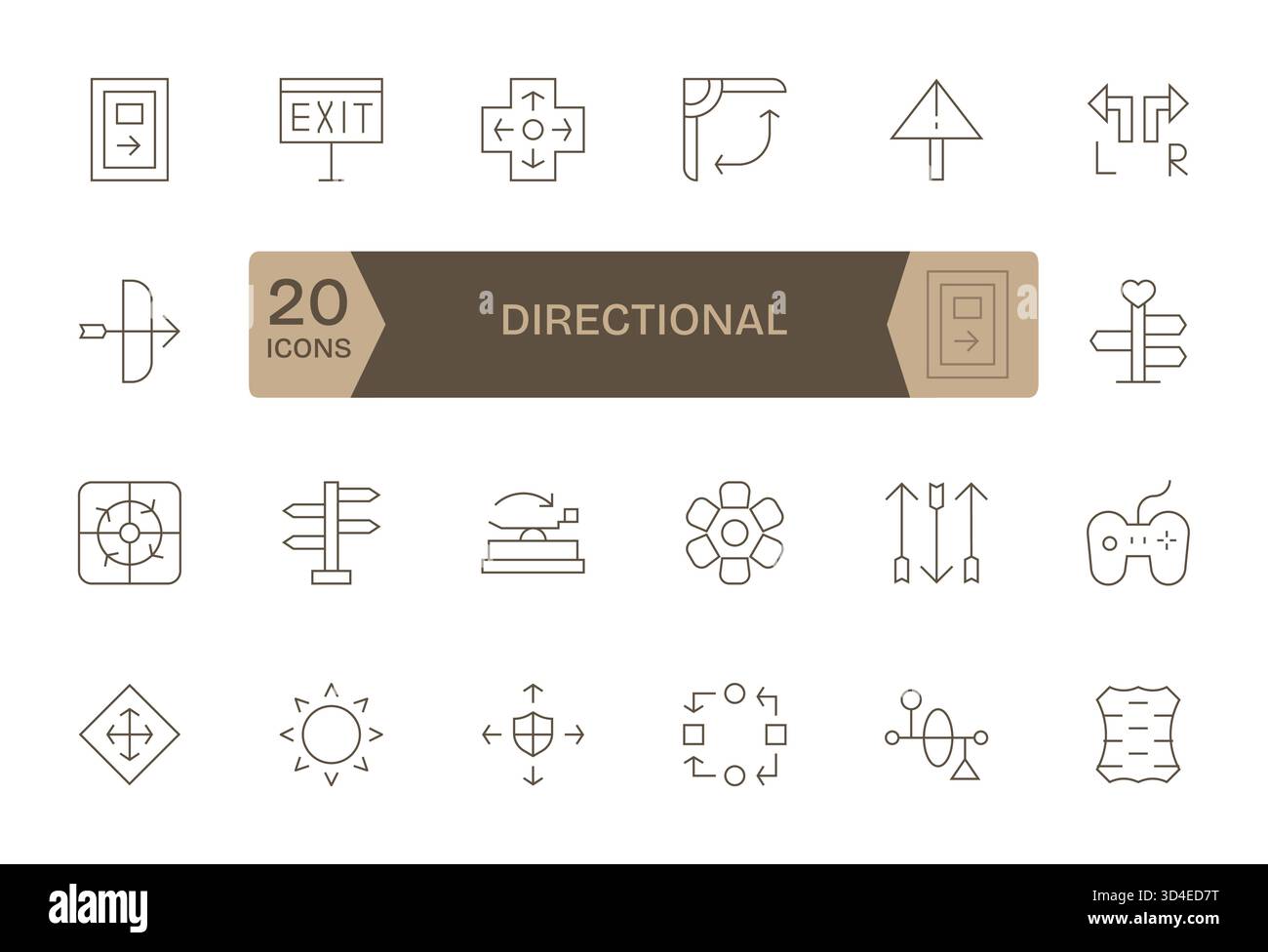 Une bibliothèque intuitive de 24 icônes Thin Line basées sur Directional, conçues pour l'accessibilité. Illustration de Vecteur