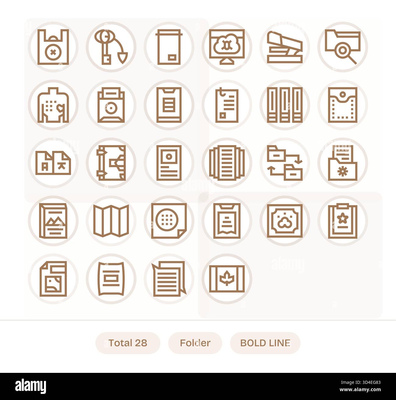 Améliorez votre interface avec 28 icônes Bold Line conçues autour de Folder, facile à adapter et style. Illustration de Vecteur
