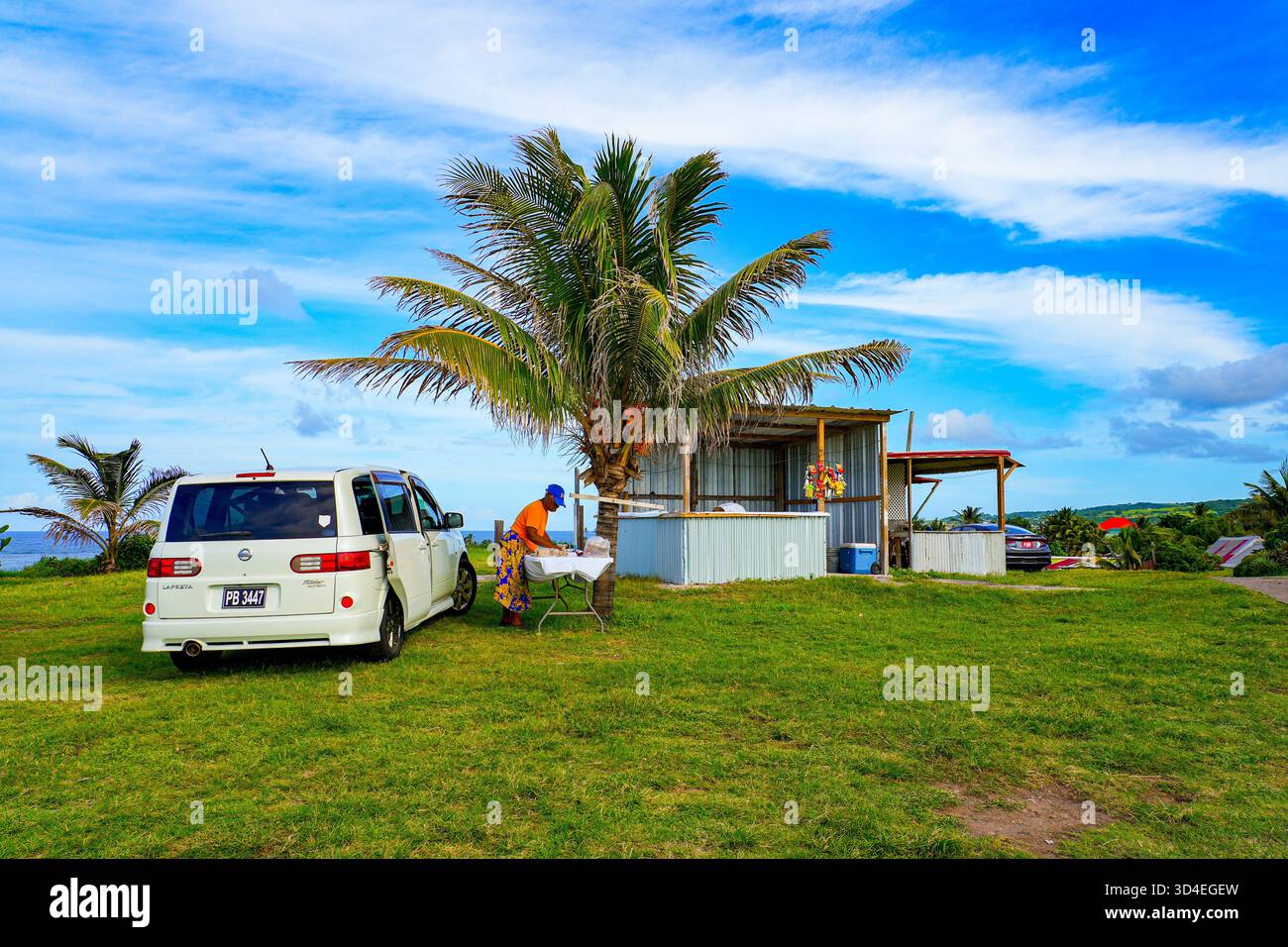 Roadside Vendor à Brews Lookout, le point le plus septentrional de produits Kitts dans les îles des Caraïbes Banque D'Images