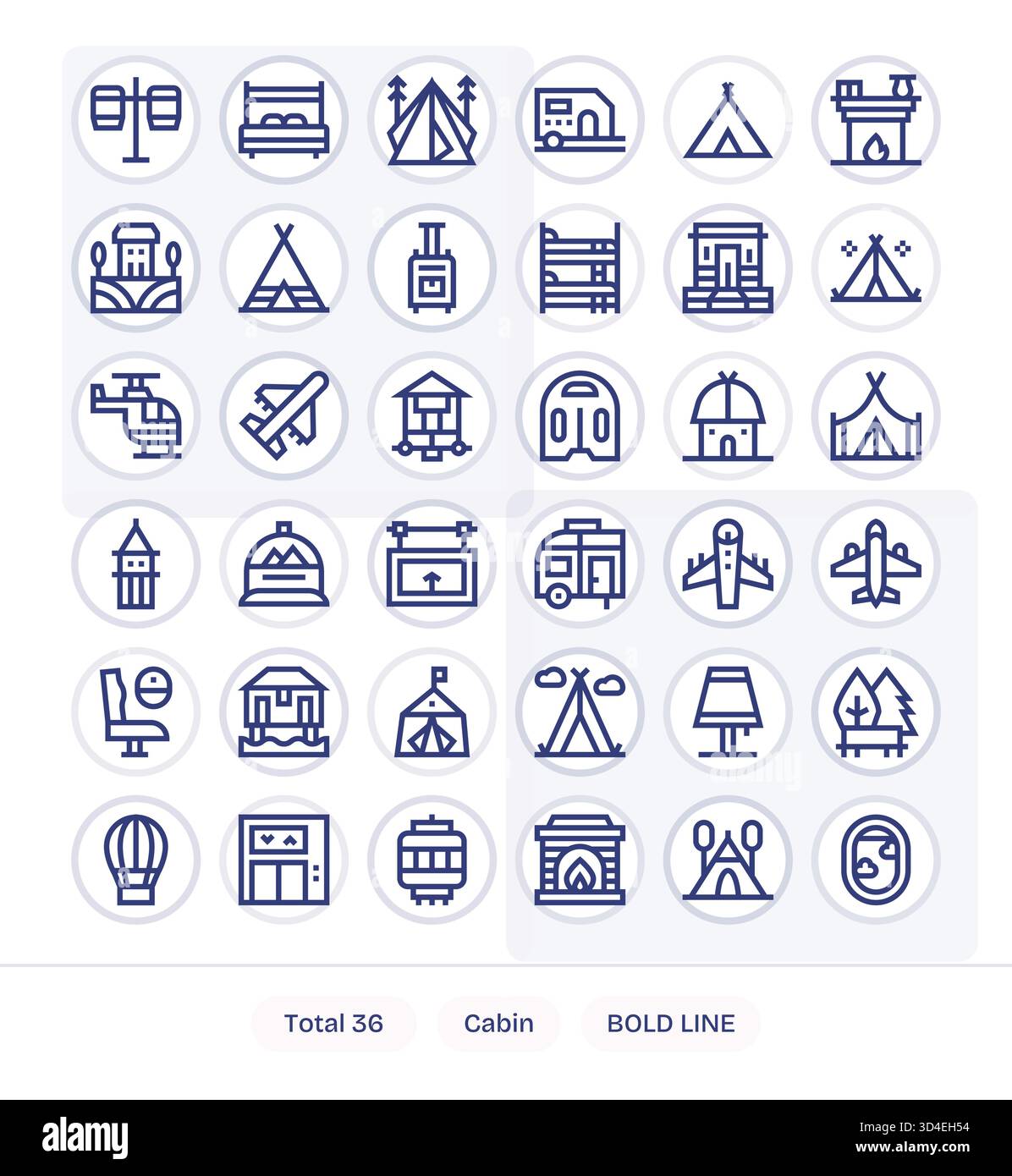 Donnez vie à vos idées avec 36 icônes Bold Line inspirées par Cabin, optimisées pour l'évolutivité. Illustration de Vecteur
