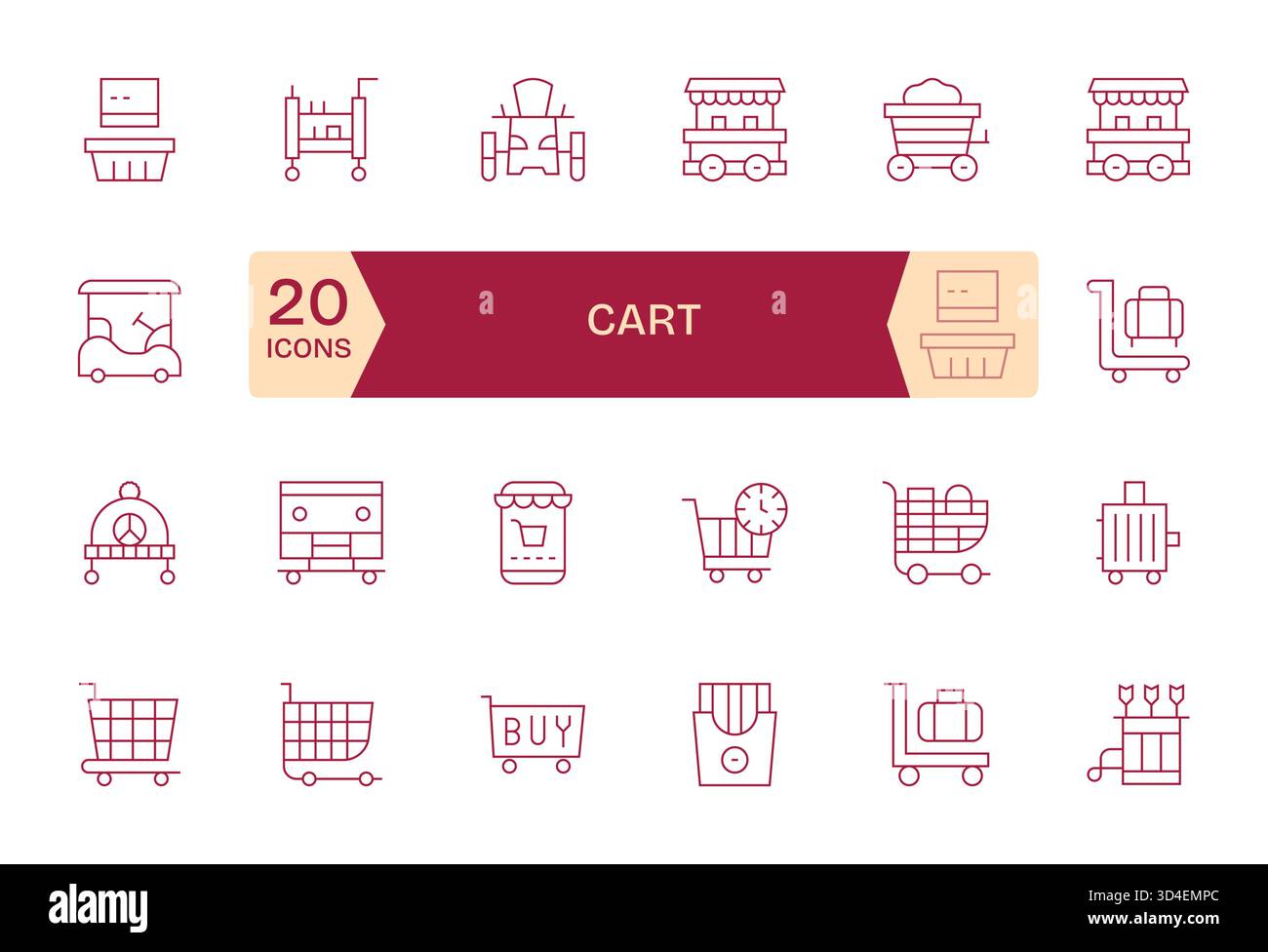 Affinez votre marque avec 24 icônes Thin Line basées sur Cart, idéales pour les applications, les sites Web et les tableaux de bord. Illustration de Vecteur