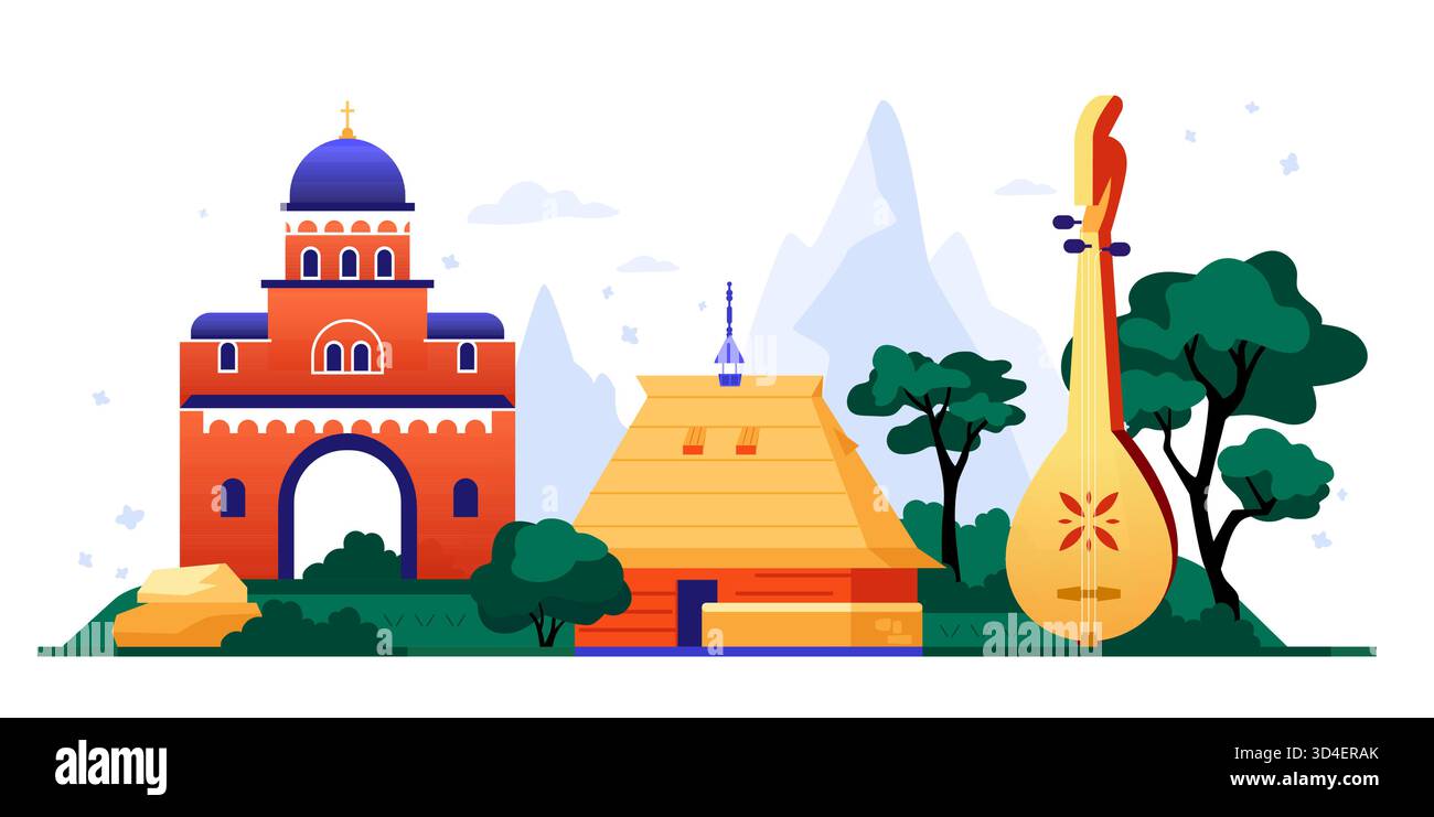 Patrimoine serbe - illustration de conception plate colorée Illustration de Vecteur