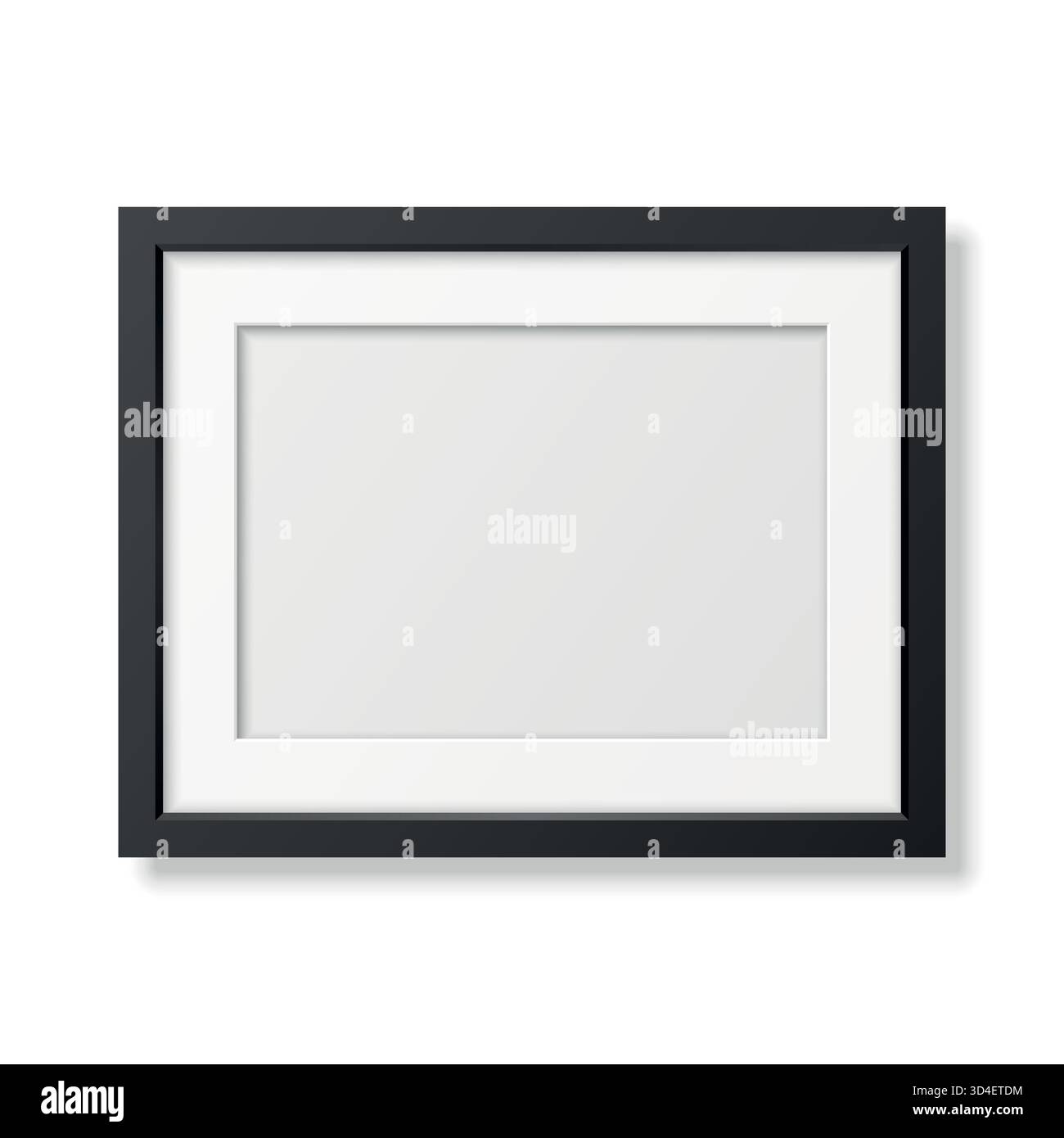 Illustration vectorielle de cadre photo noir vierge horizontal réaliste. Cadre photo 3D minimal pour affiche, illustration, photographie, galerie, intérieur, mur Illustration de Vecteur