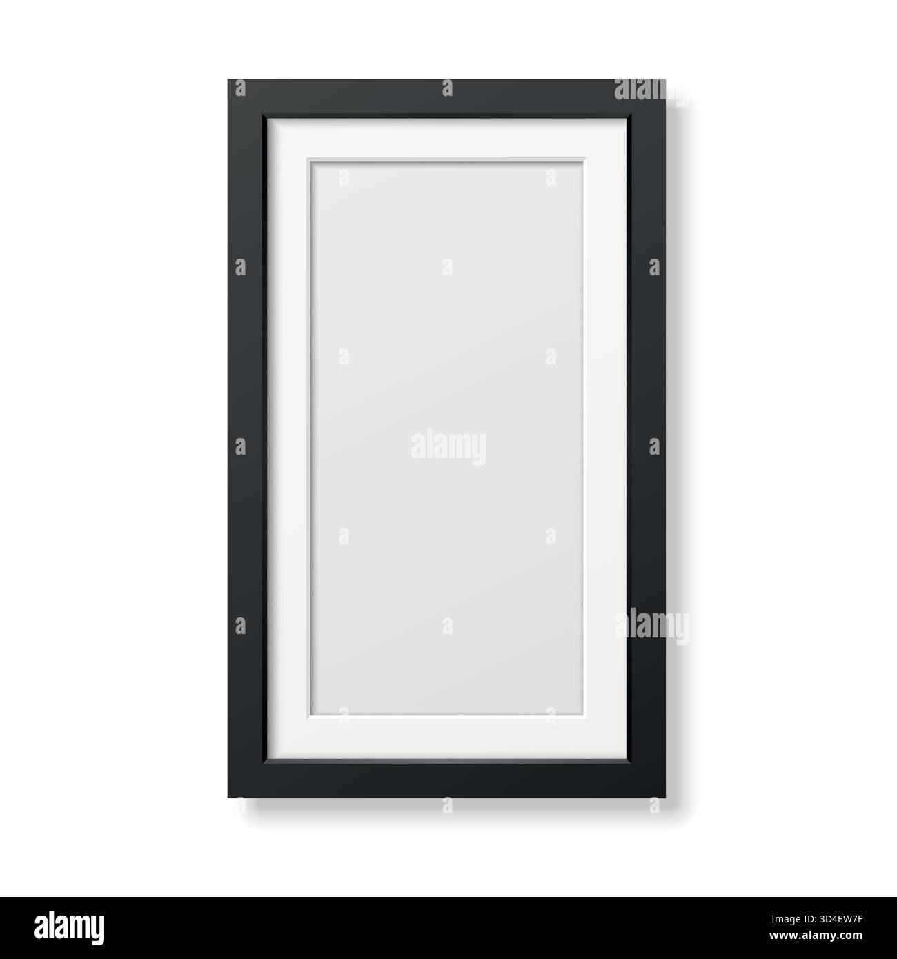 Illustration vectorielle de cadre photo noir vierge vertical réaliste. Cadre photo 3D minimal pour affiche, illustration, photographie, galerie, intérieur, mur Illustration de Vecteur
