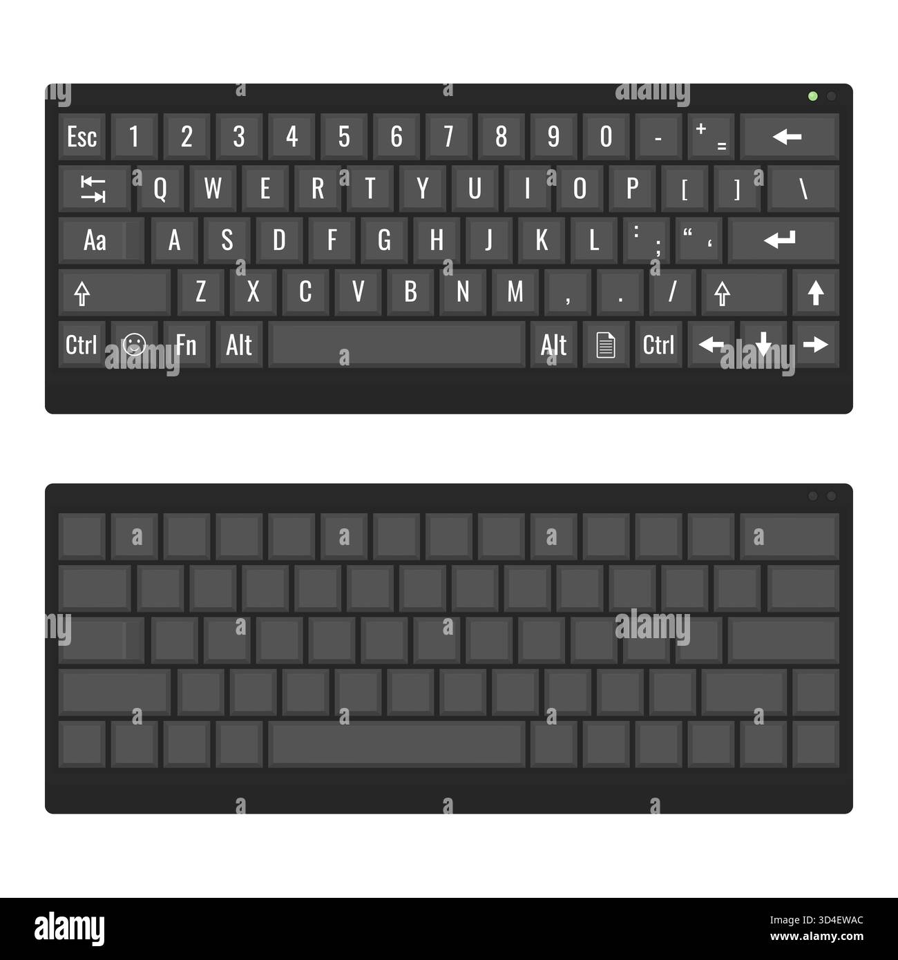 Clavier compact vierge et étiqueté isolé sur blanc Illustration de Vecteur