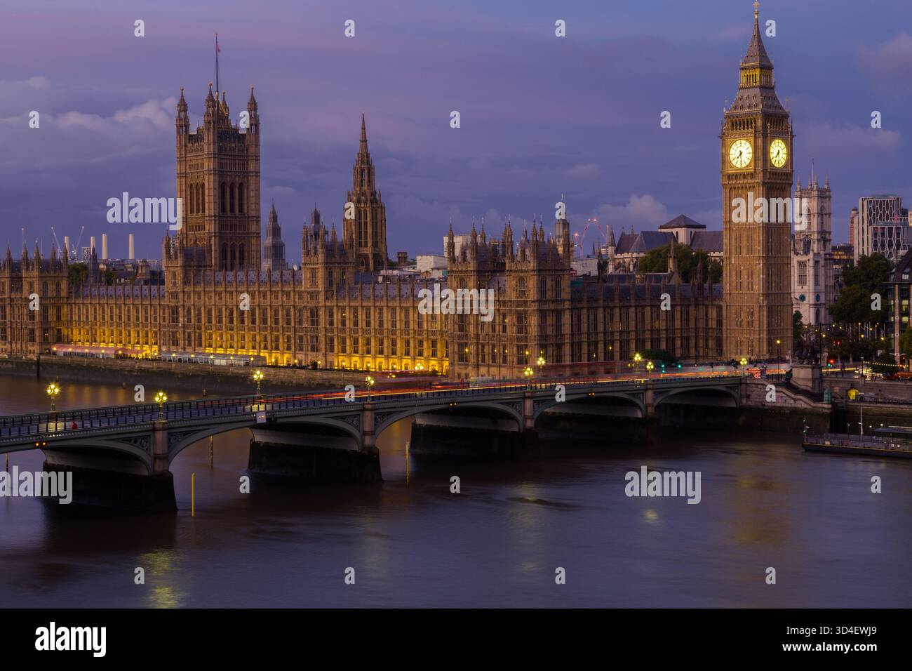 Heure bleue avec Big Ben Banque D'Images