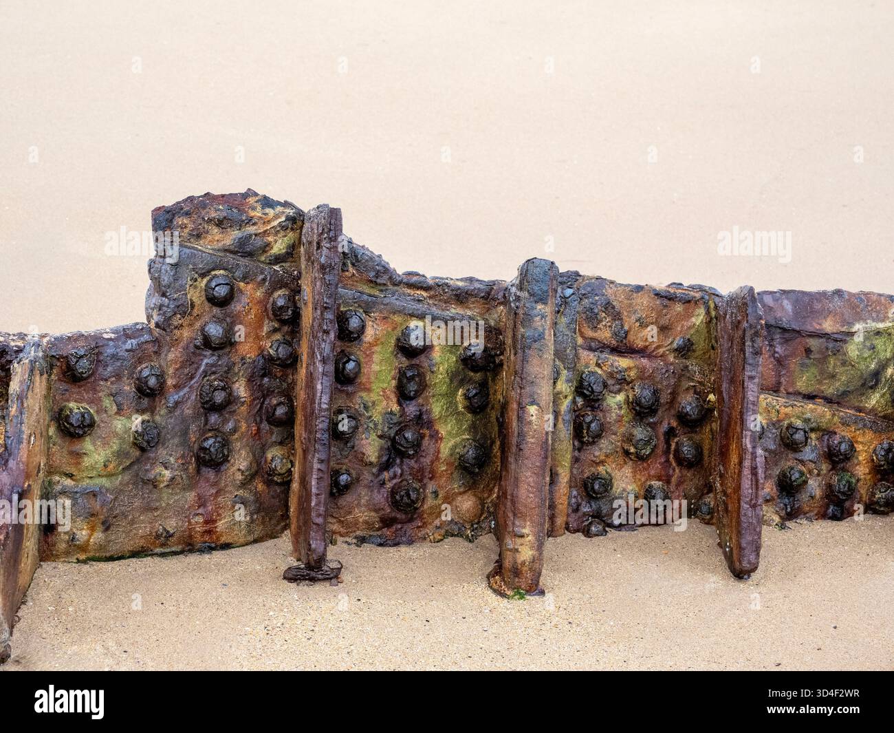 Les restes de l'épave SS John Randolf sur la plage de la baie de Torrisdale sur la côte nord de l'Écosse, au Royaume-Uni. Banque D'Images