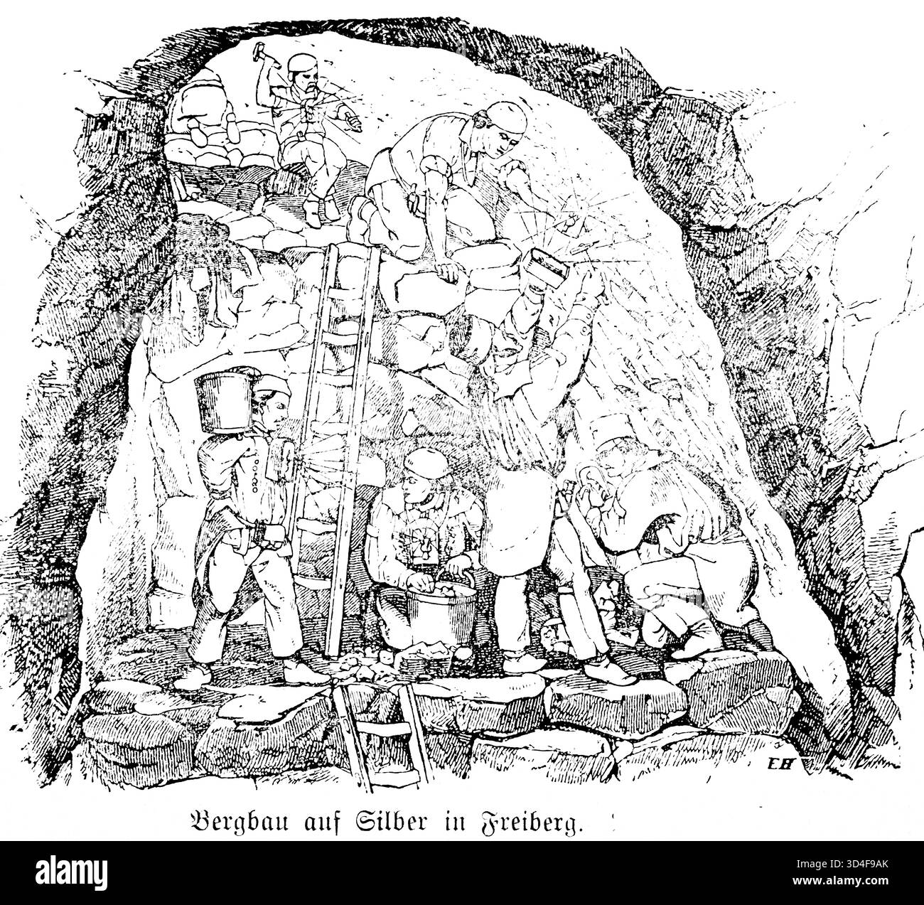 Extraction d'argent dans le sol dans les monts miniers à Freiberg, Saxe, Allemagne de l'est, Europe Banque D'Images