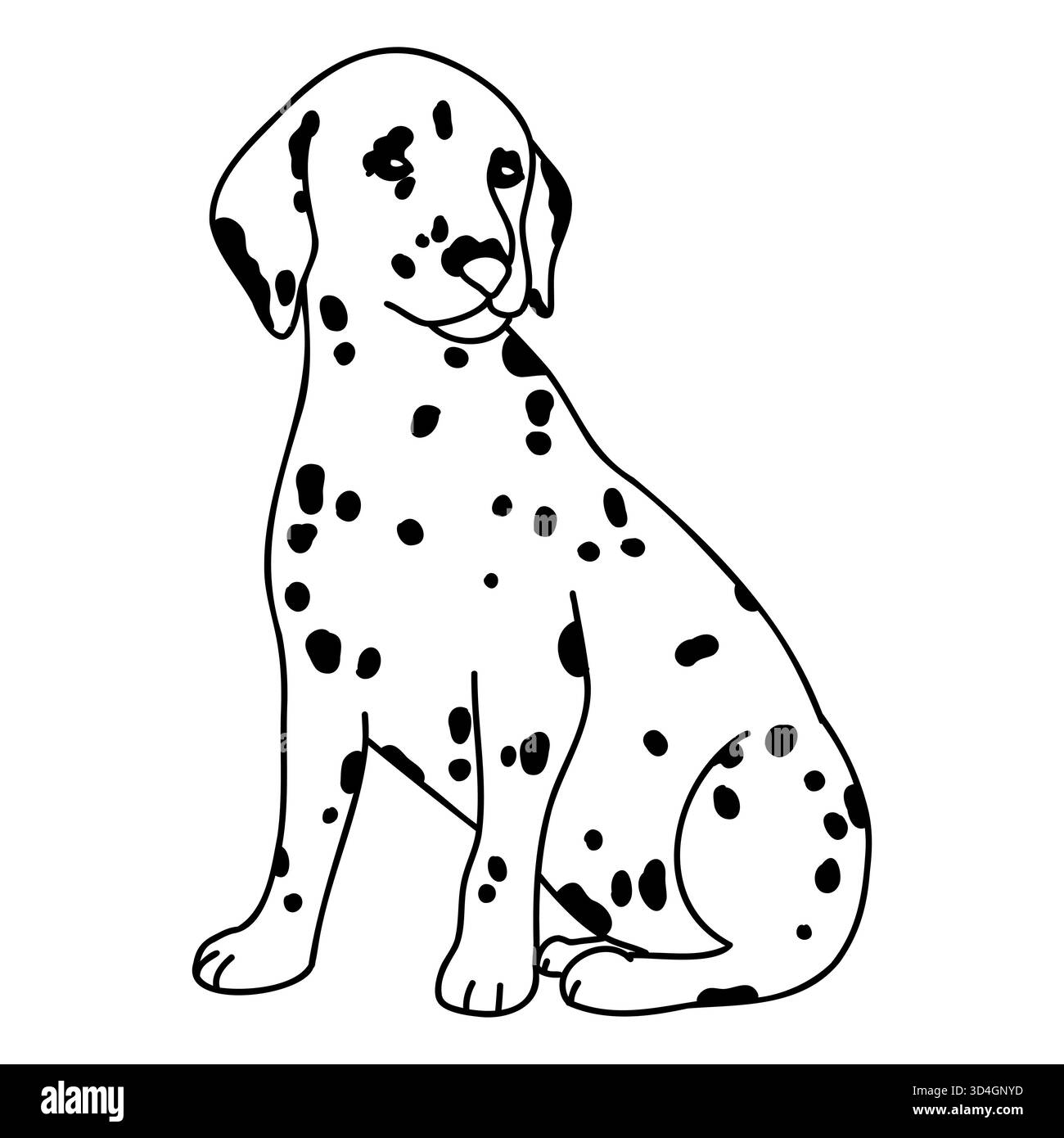 Ensemble de doodle vectoriel dessiné à la main avec chiot dalmatien Illustration de Vecteur