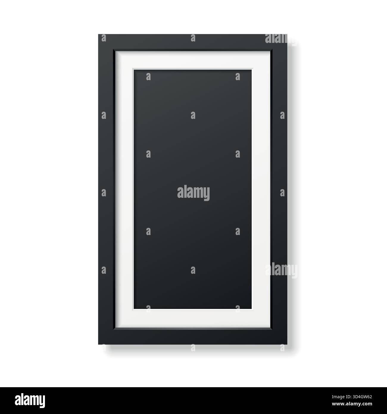 Illustration de cadre photo noir vierge vertical Vector réaliste. Cadre photo 3D minimal pour affiche, illustration, photographie, galerie, intérieur, mur Illustration de Vecteur