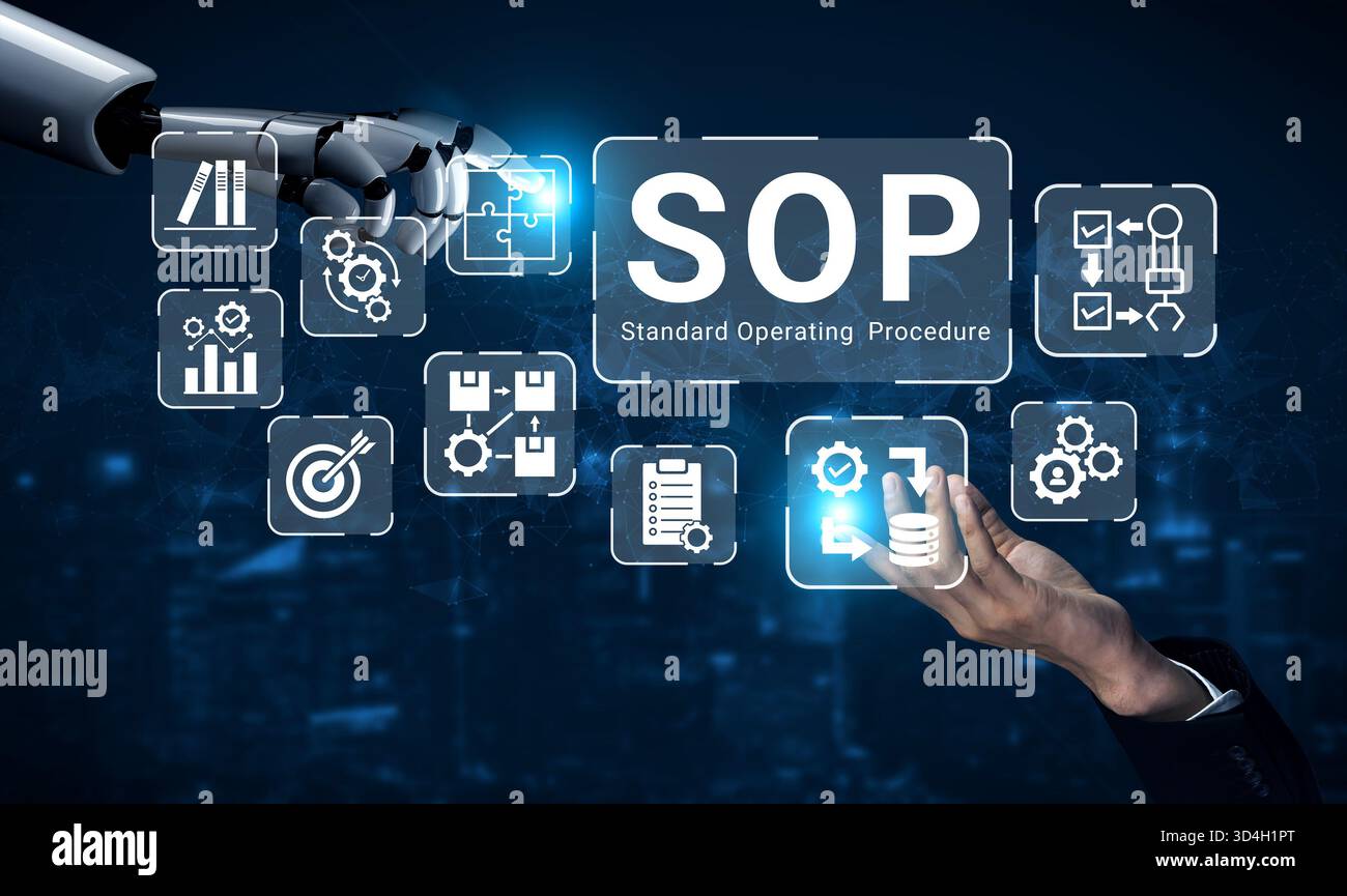 L'intelligence artificielle améliore la SOP et l'automatisation des processus pour une structure opérationnelle et une analyse de l'efficacité améliorées Banque D'Images