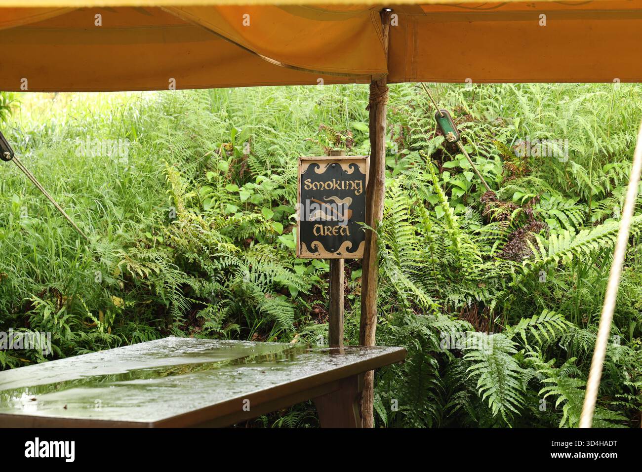 Panneau espace fumeur dans le jardin Banque D'Images