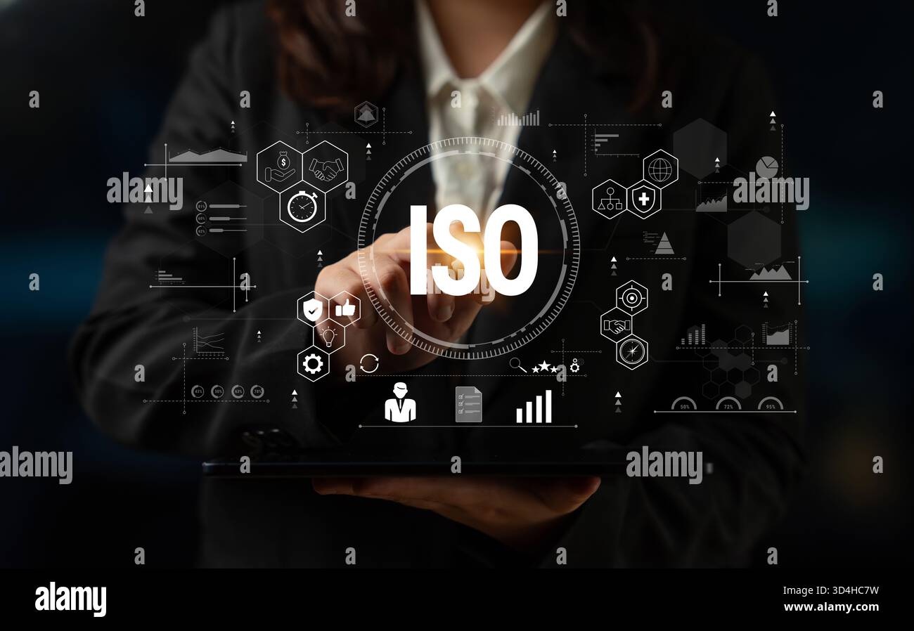 Le concept de certification ISO pour les normes internationales de gestion de la qualité. L'invention concerne un système permettant d'assurer la qualité, l'efficacité et le processus métier Banque D'Images