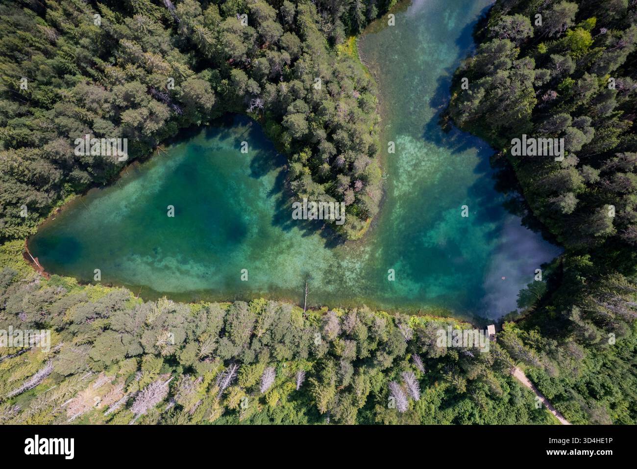 Äntu lac bleu en Estonie, un lac d'eau claire qui brille dans les couleurs émeraude Banque D'Images