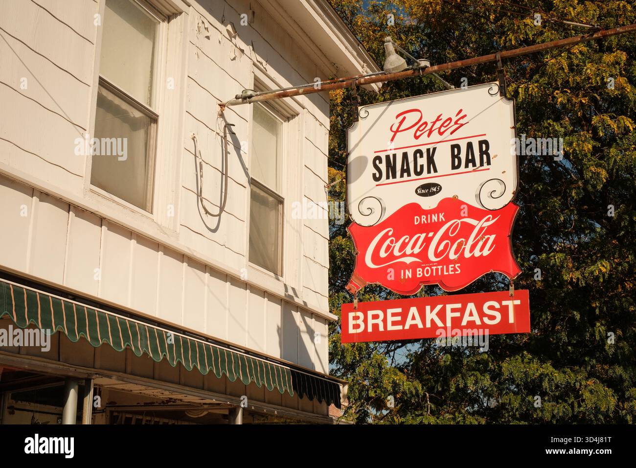 Panneau vintage Petes Snack Bar, Johnstown, New York Banque D'Images
