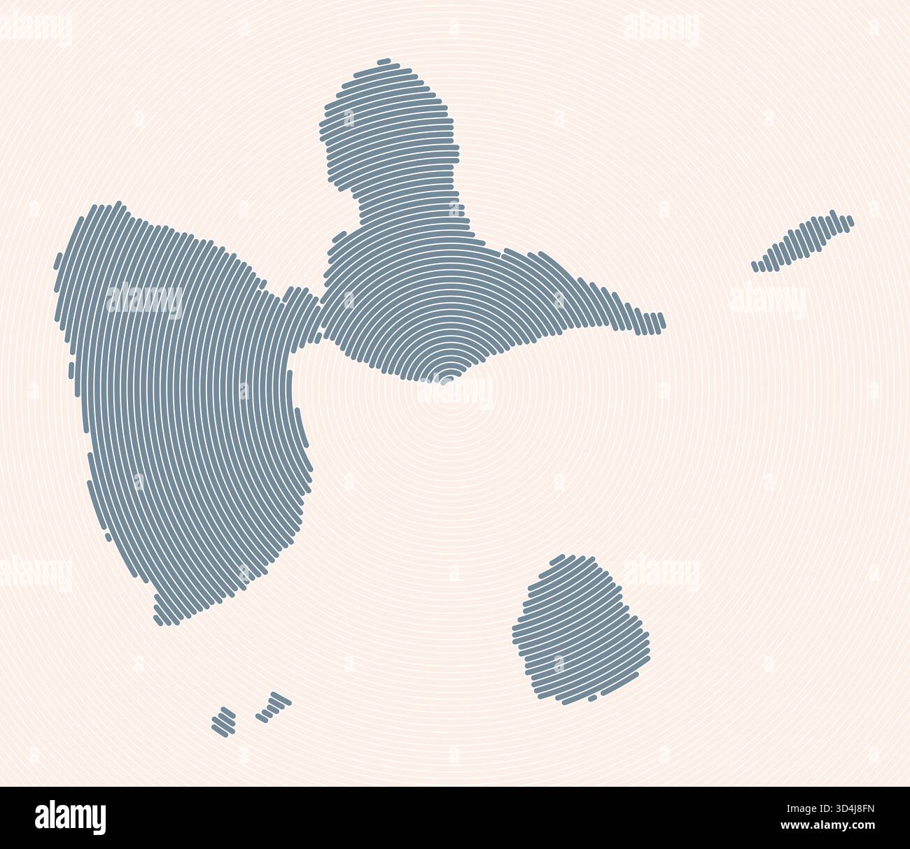 Anneaux en forme de guadeloupe. Carte du pays formée par des cercles empilés. Conception de forme de limite de Guadeloupe. Illustration vectorielle artistique. Illustration de Vecteur