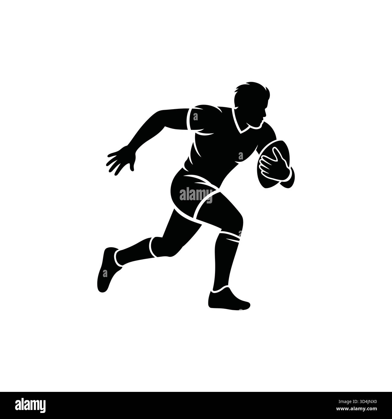 Silhouette dynamique d'un joueur de football américain qui court avec le ballon Illustration de Vecteur