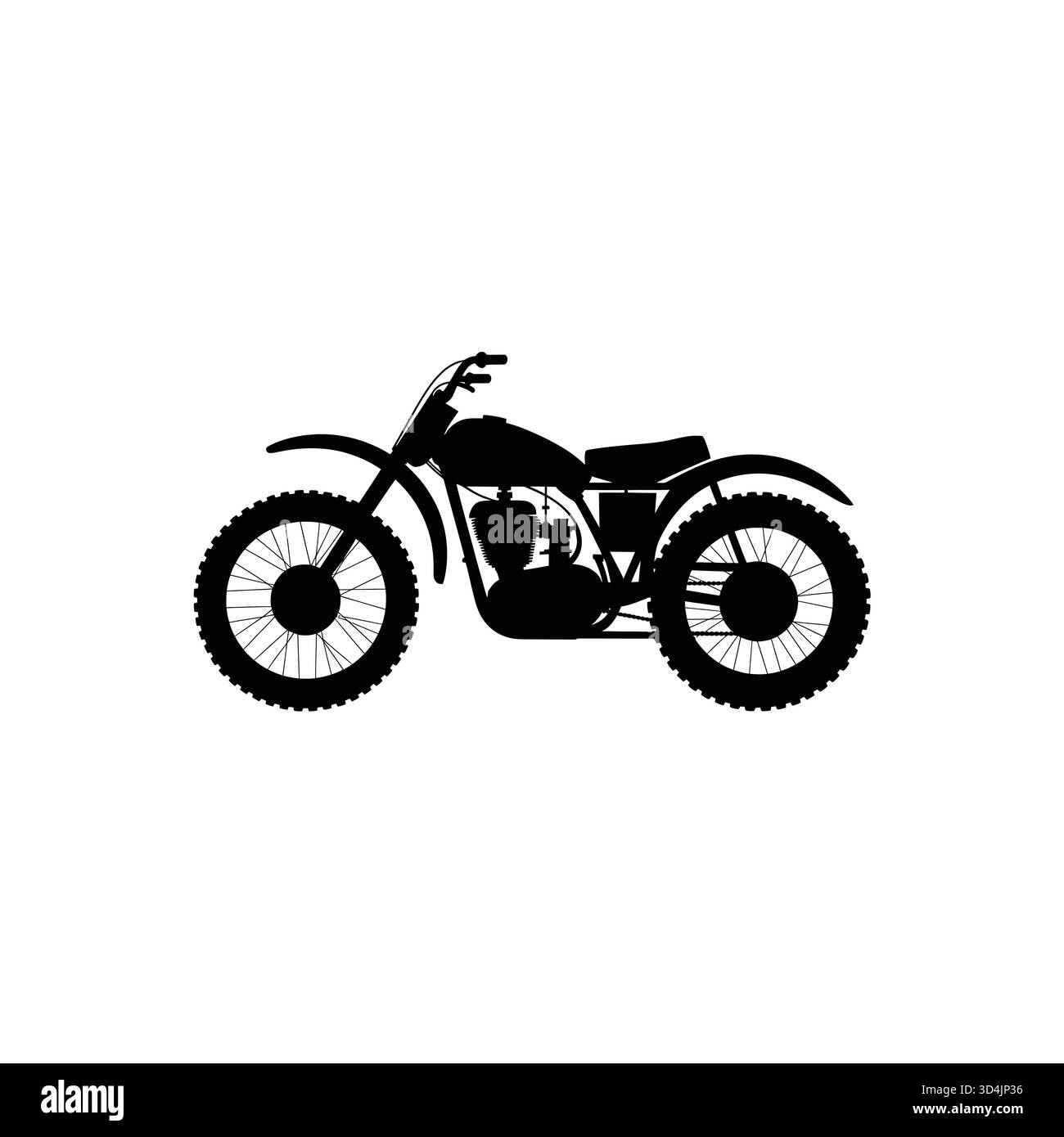 Silhouette d'un vélo de terre vintage sur un fond blanc Illustration de Vecteur