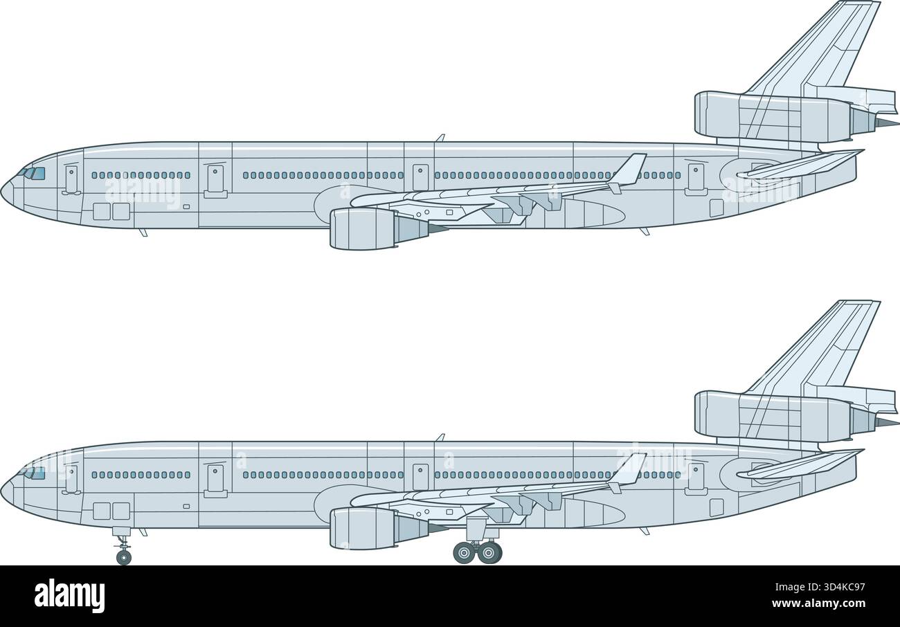 Dreistrahliges Verkehrsflugzeug Illustration de Vecteur