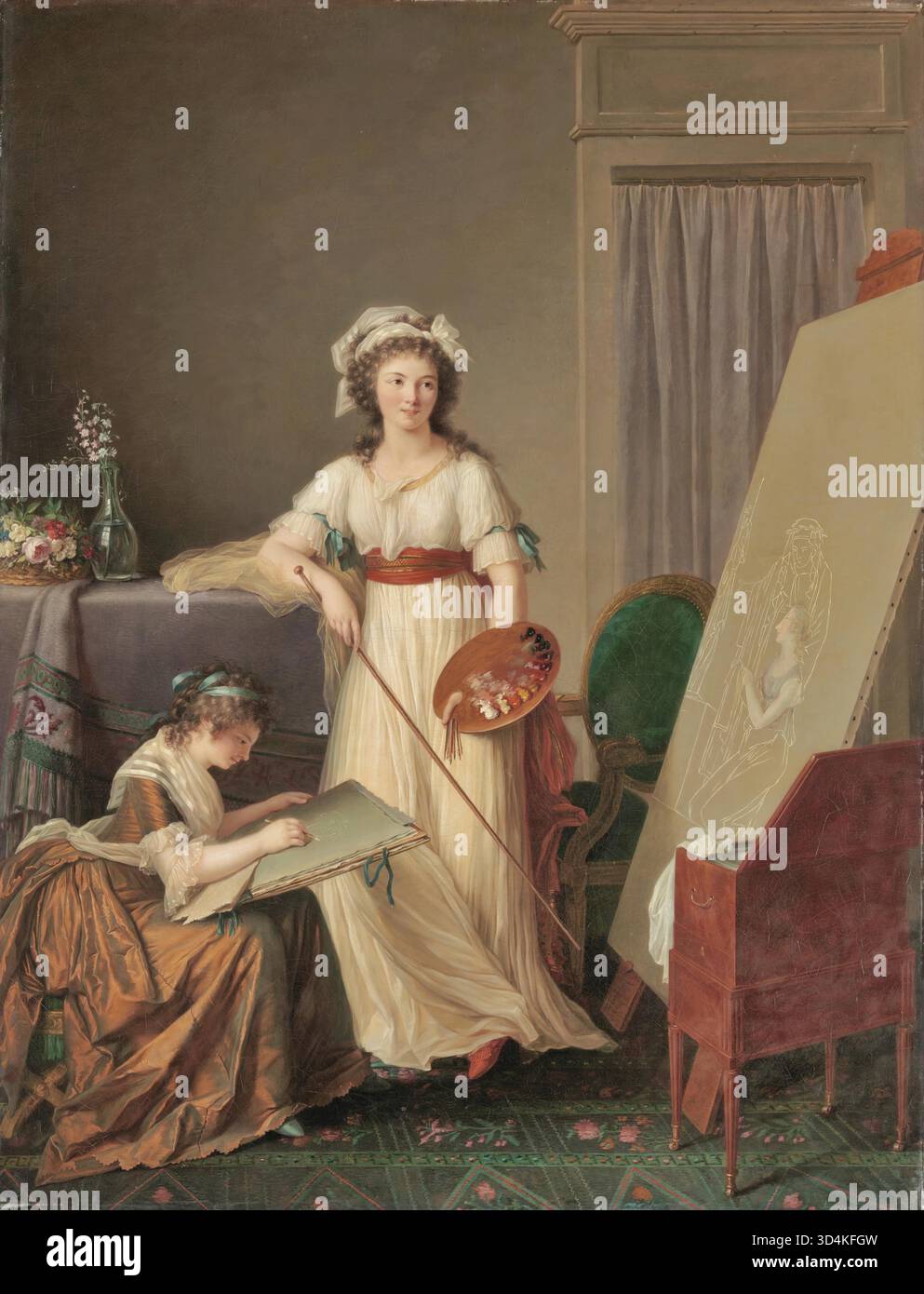 L'intérieur d'une femme peintres Studio Marie victoire Lemoine Illustration de Vecteur