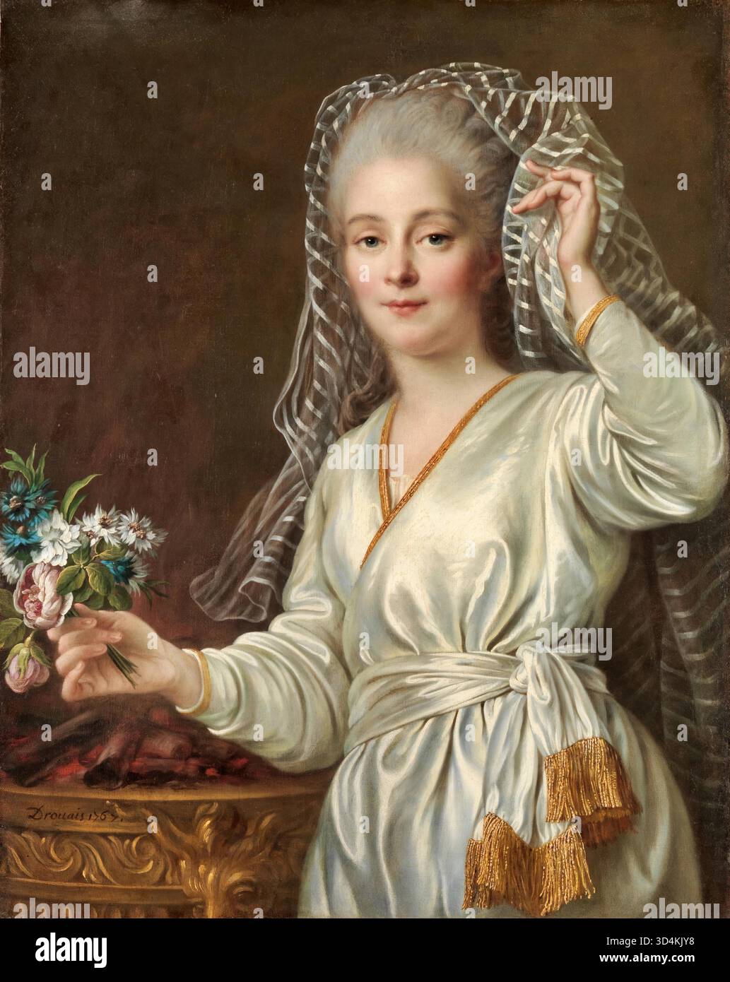 Portrait d'une jeune femme en Vierge vestale Franois Hubert Drouais Illustration de Vecteur