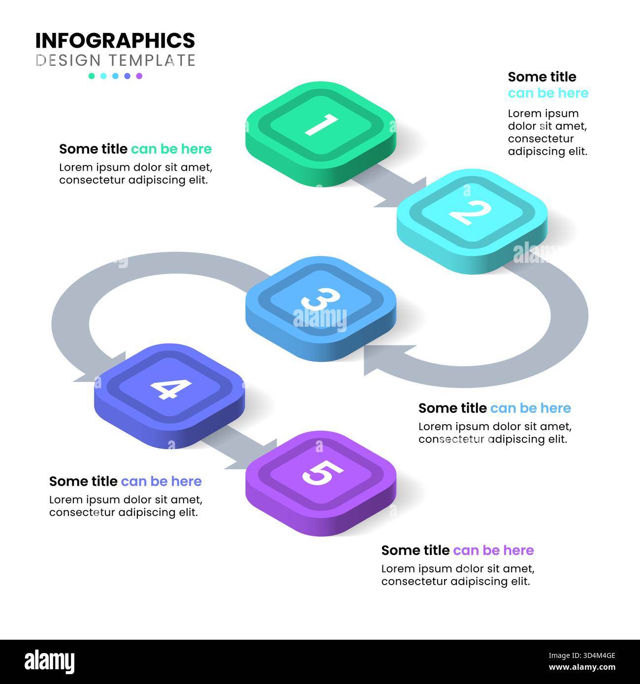 Modèle d'infographie avec 5 options ou étapes. Ligne isométrique. Peut être utilisé pour la mise en page de flux de travail, diagramme, bannière, webdesign. Illustration vectorielle Illustration de Vecteur