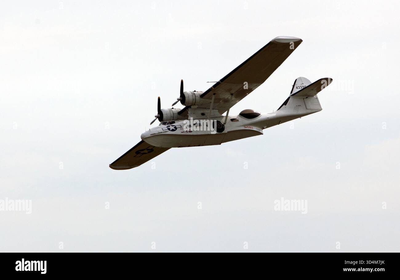 Le Consolidated PBY-5A Catalina (G-PBYA), exposé au Battle of Britain Air Show, IWM Duxford, 2025 Banque D'Images