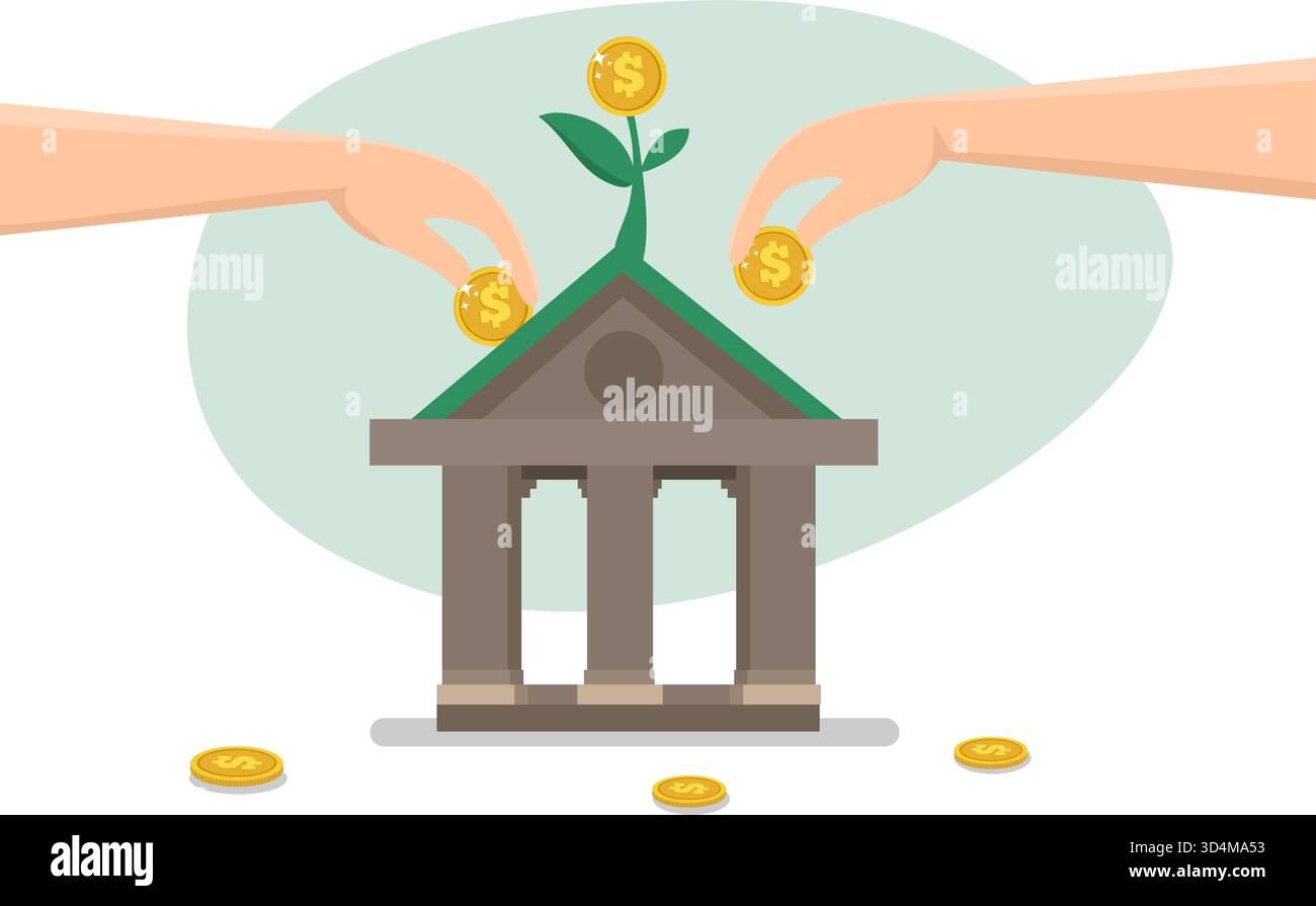 Placement de fonds communs de placement, croissance de la pension ou de l'épargne, augmentation de la richesse, dividendes ou profit de gain en capital, banque ou concept de rendement de taux d'intérêt, busine Illustration de Vecteur